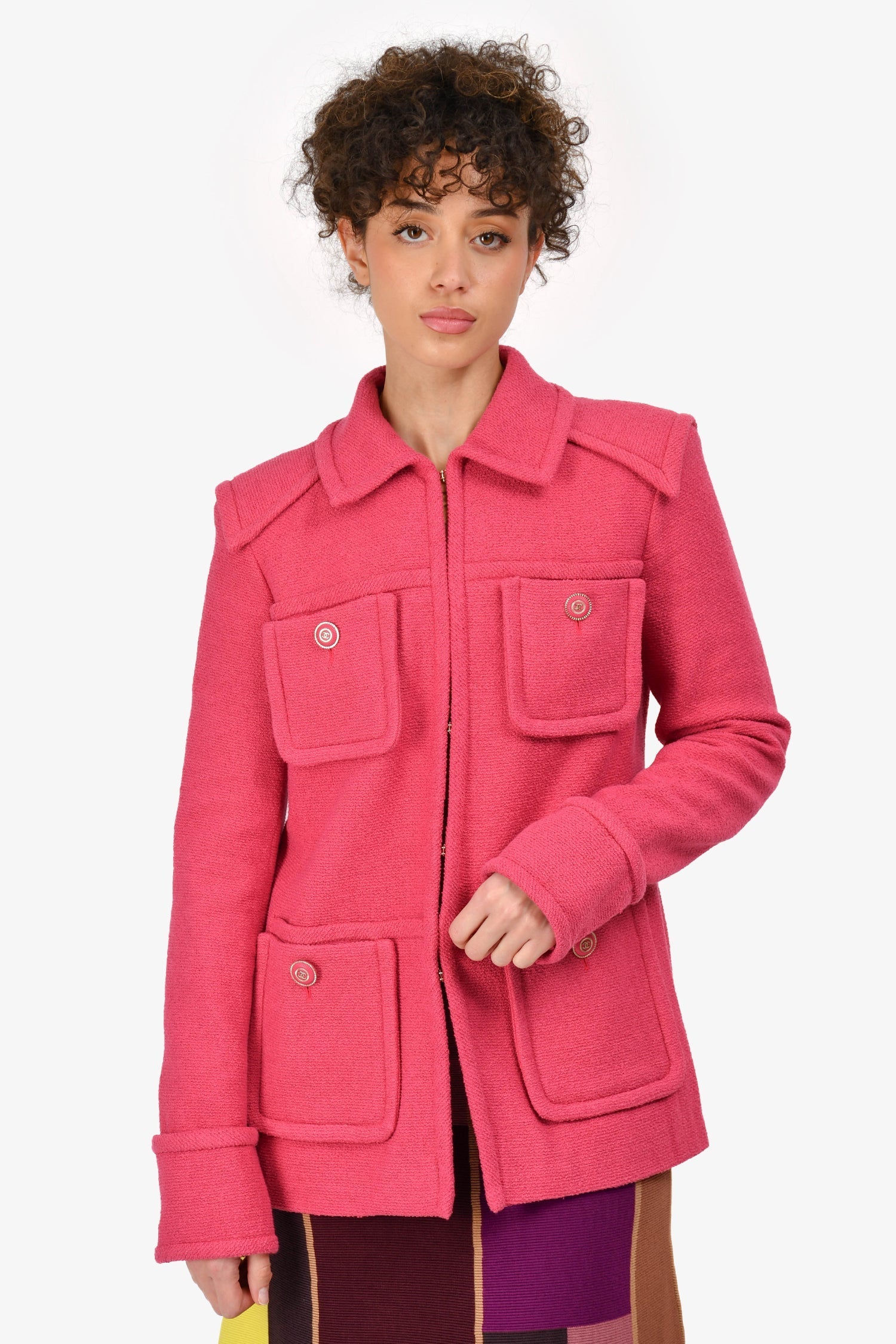 Chanel™ 2020 Pink 4 Pocket Tweed Jacket Size 38