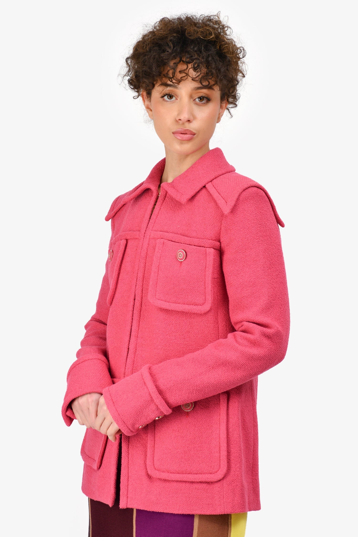 Chanel™ 2020 Pink 4 Pocket Tweed Jacket Size 38