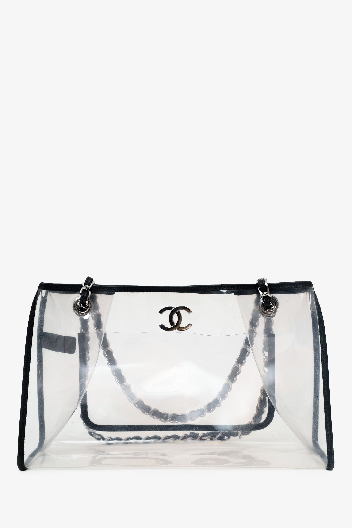 Chanel™ 2006-08 Black PVC Leather Trimmed CC Tote (As Is)