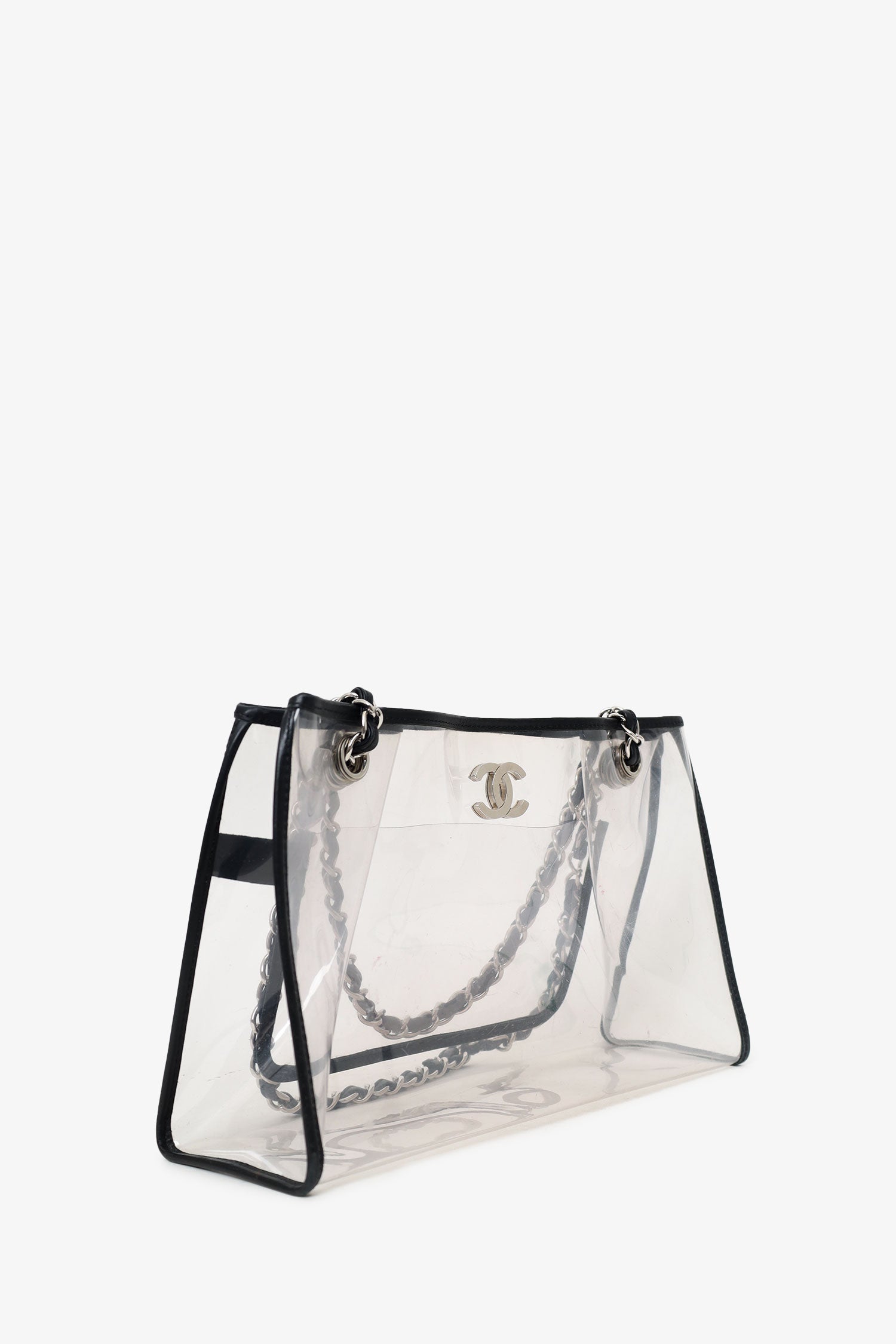 Chanel™ 2006-08 Black PVC Leather Trimmed CC Tote (As Is)