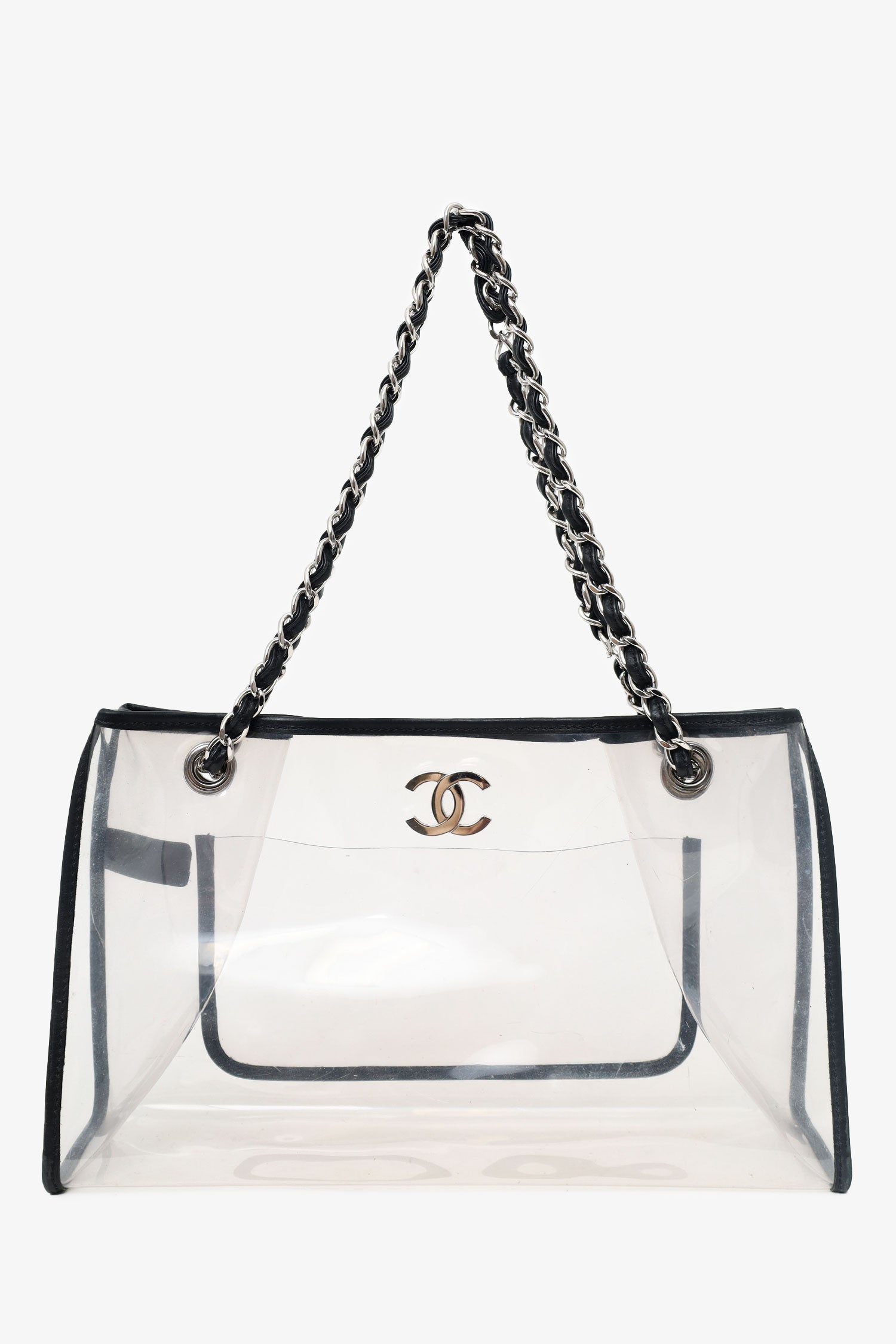Chanel™ 2006-08 Black PVC Leather Trimmed CC Tote (As Is)