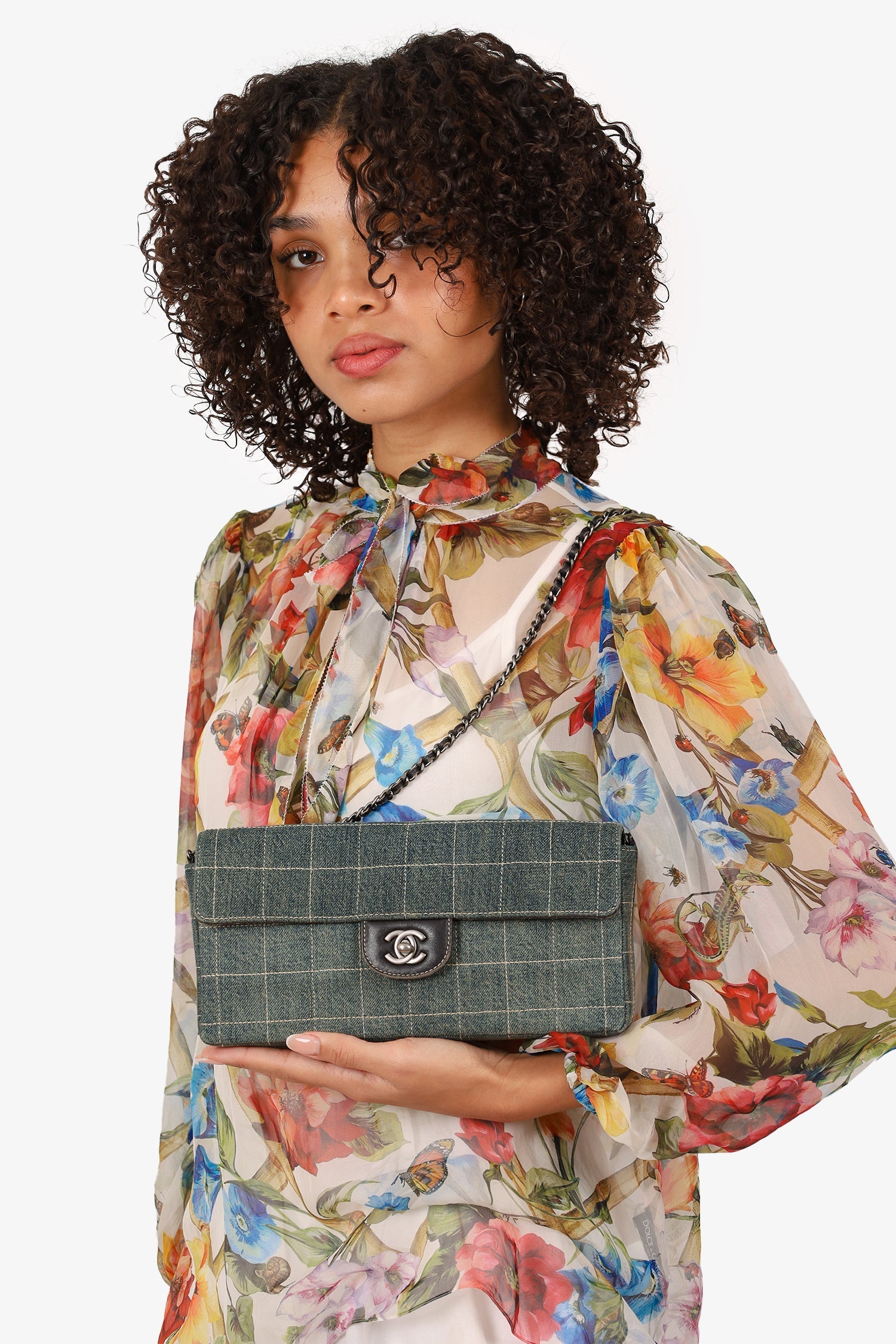 Chanel™ 2000-02 Blue Denim East West Chocolate Bar Shoulder Bag