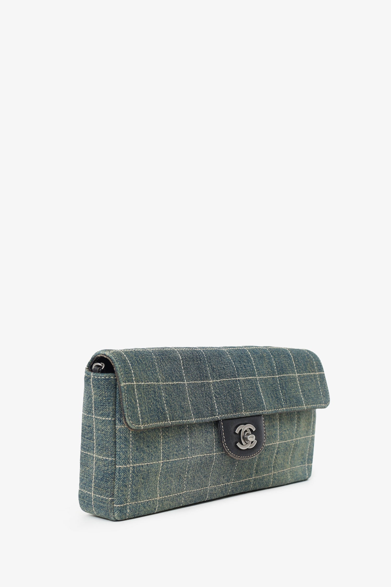 Chanel™ 2000-02 Blue Denim East West Chocolate Bar Shoulder Bag