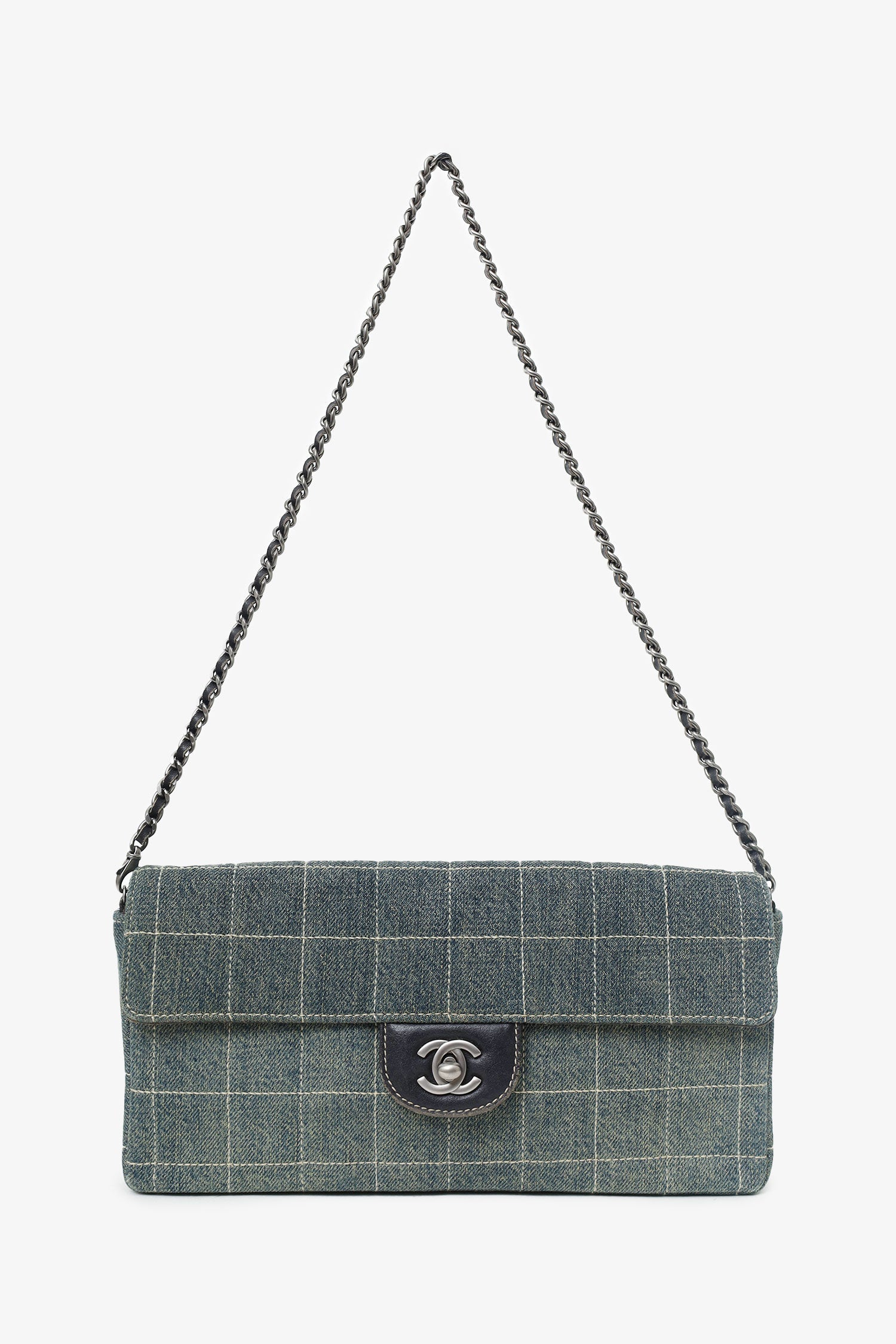Chanel™ 2000-02 Blue Denim East West Chocolate Bar Shoulder Bag