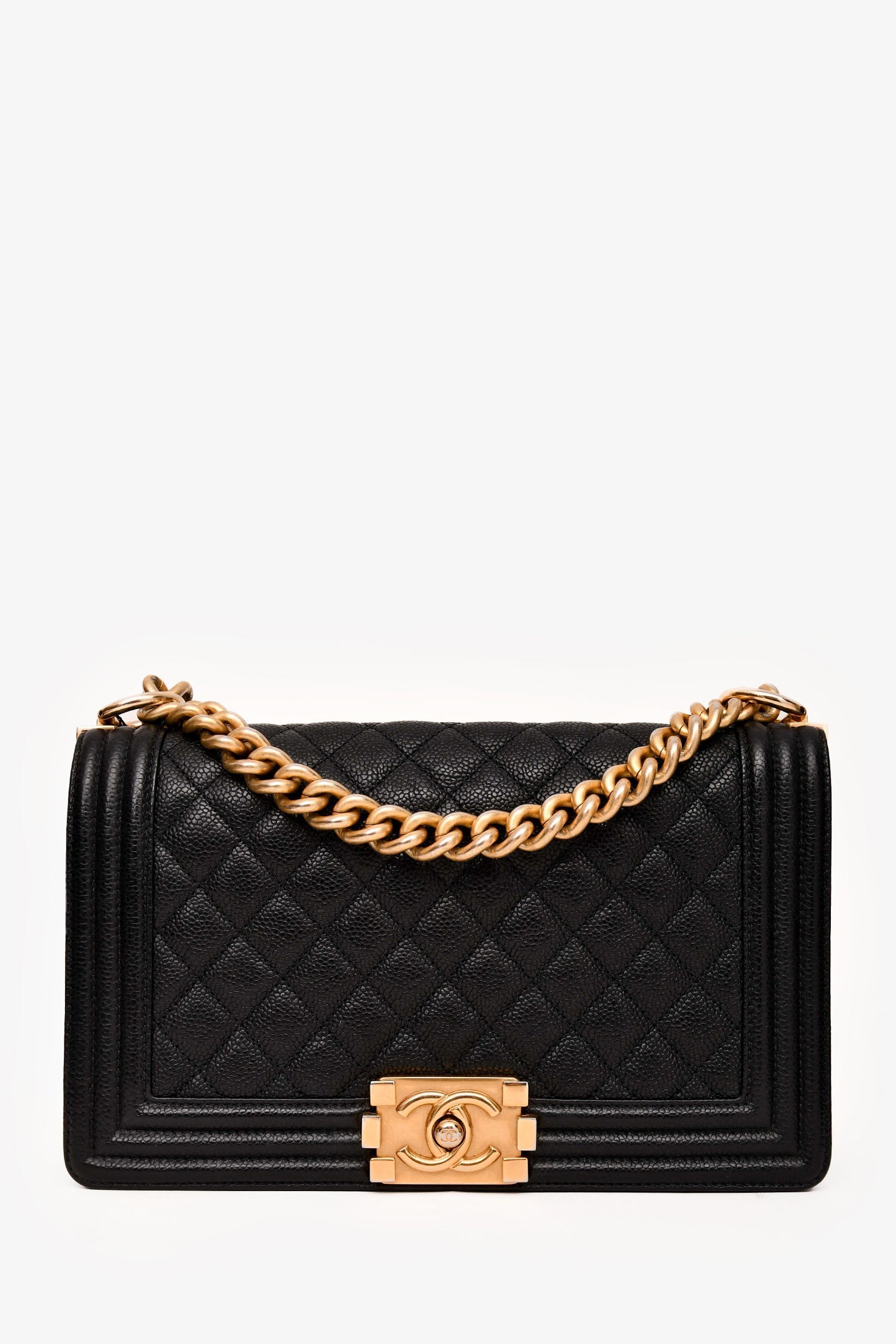 Chanel™ 2016-17 Black Caviar Leather New Medium Boy Crossbody (As Is)