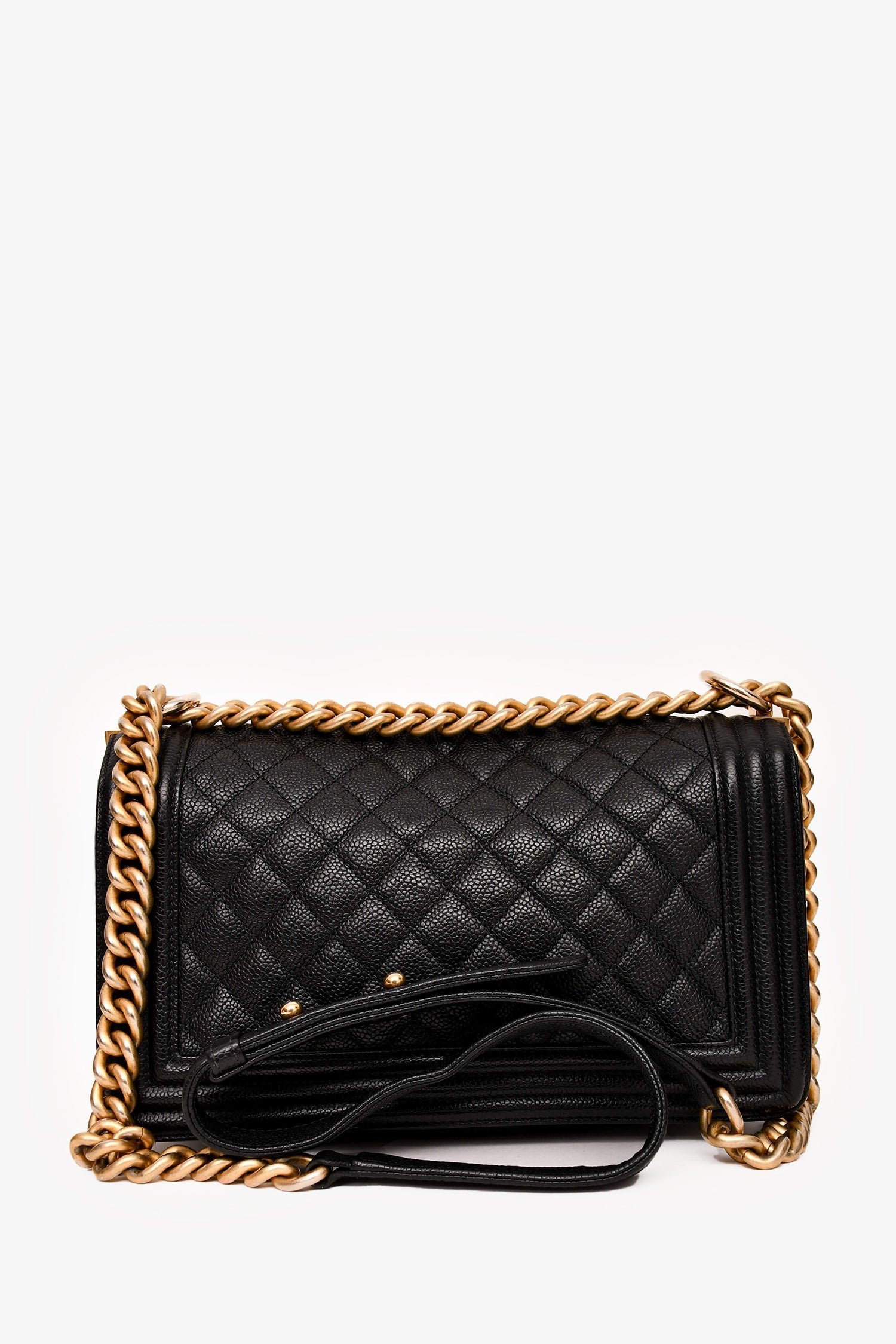 Chanel™ 2016-17 Black Caviar Leather New Medium Boy Crossbody (As Is)