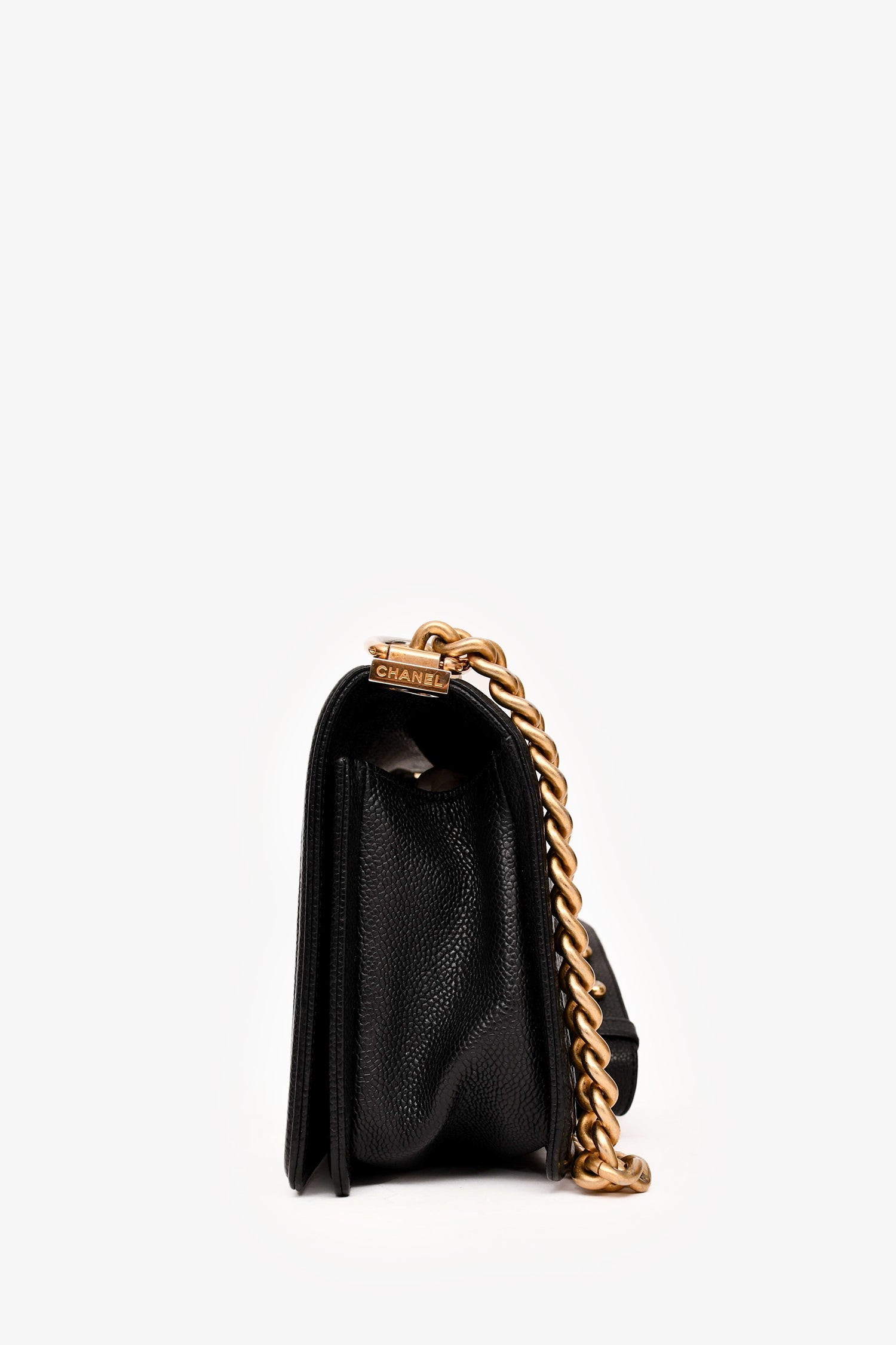 Chanel™ 2016-17 Black Caviar Leather New Medium Boy Crossbody (As Is)