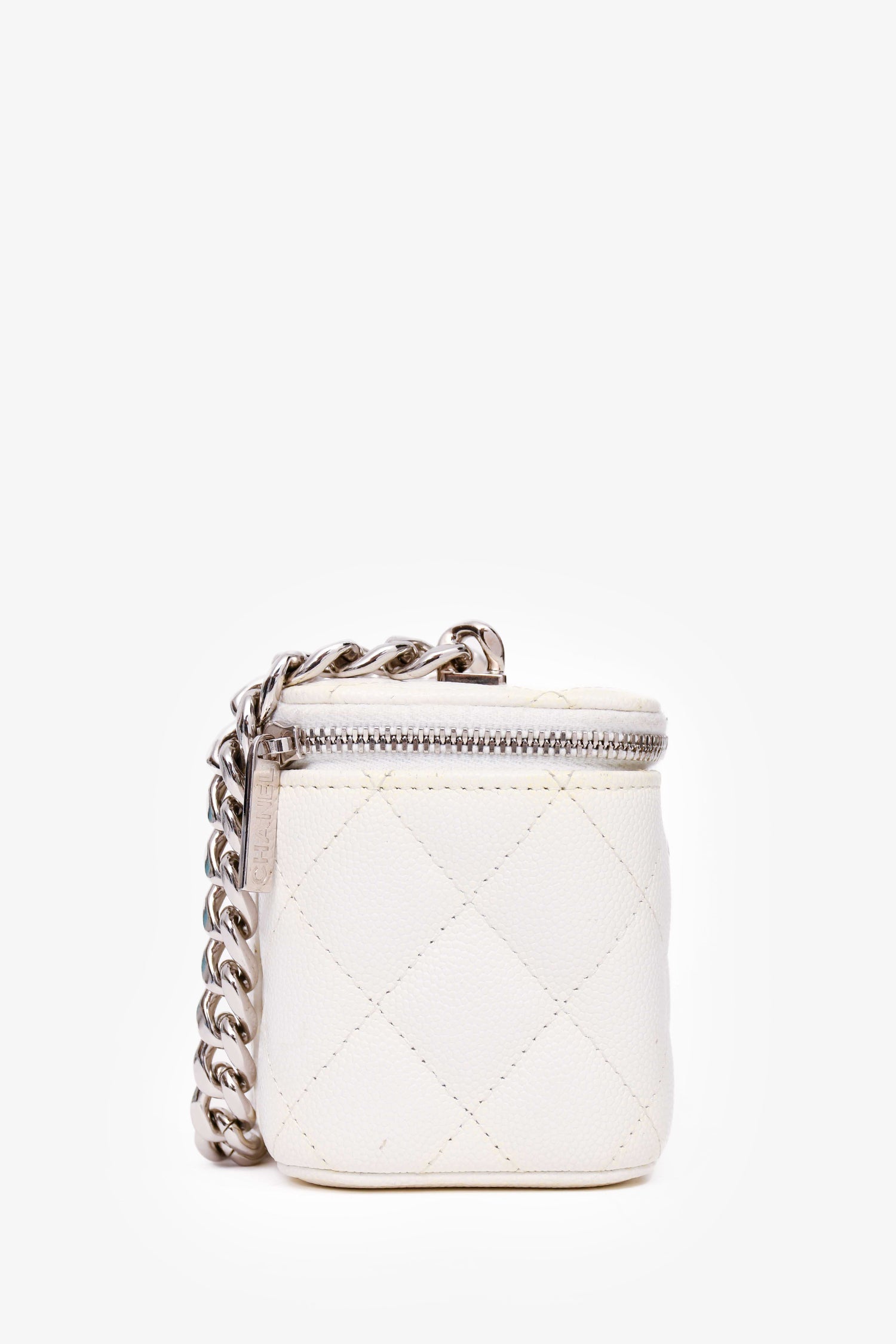 Chanel™ 2022 White Caviar Leather Mini Vanity Case (As Is)