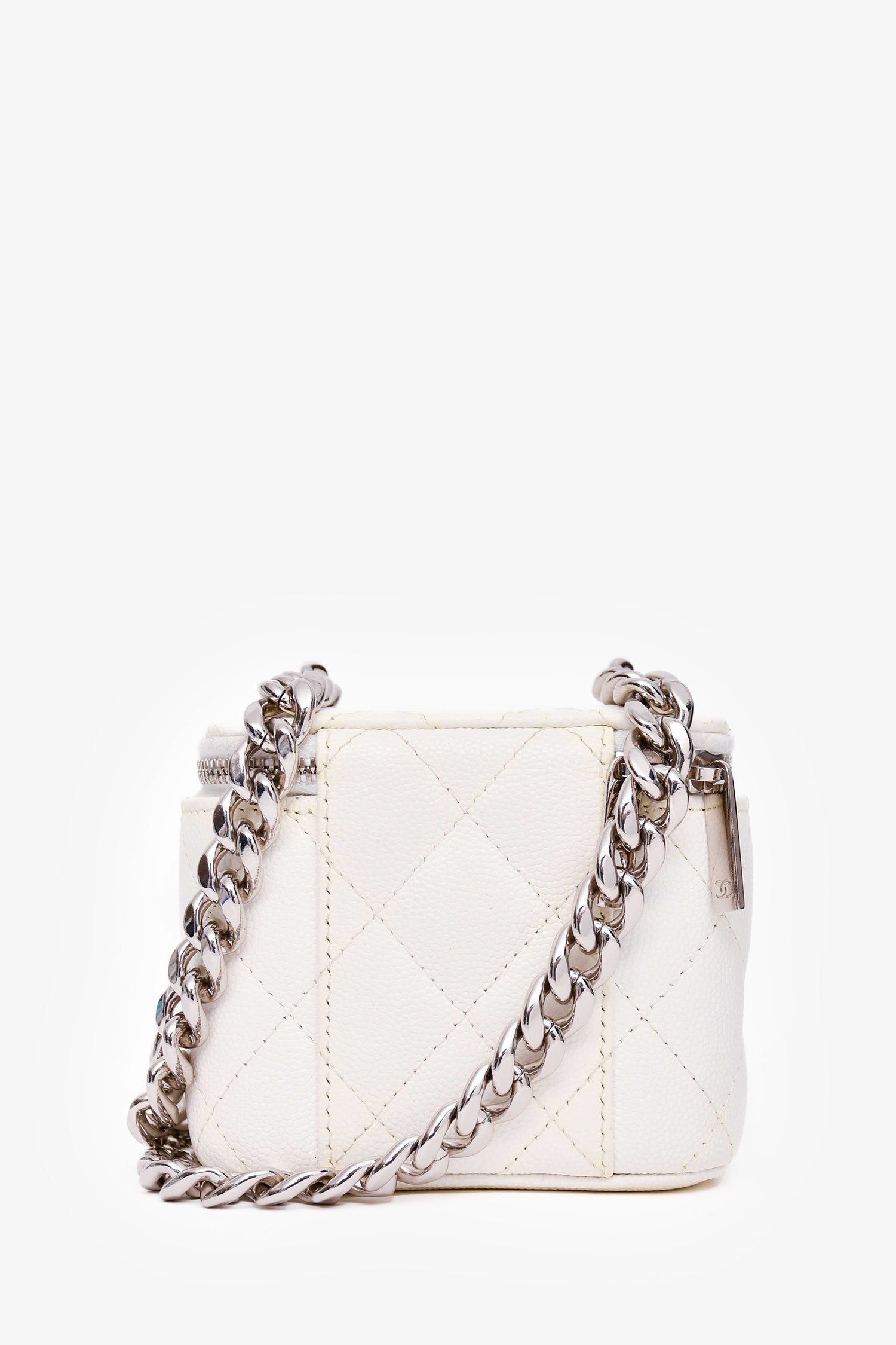 Chanel™ 2022 White Caviar Leather Mini Vanity Case (As Is)