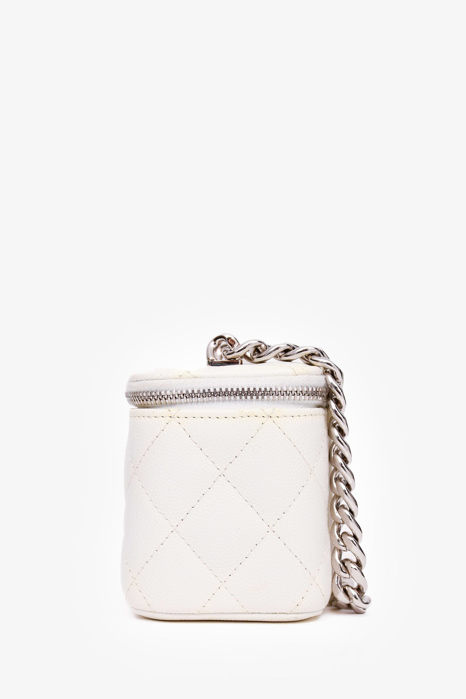 Chanel™ 2022 White Caviar Leather Mini Vanity Case (As Is)