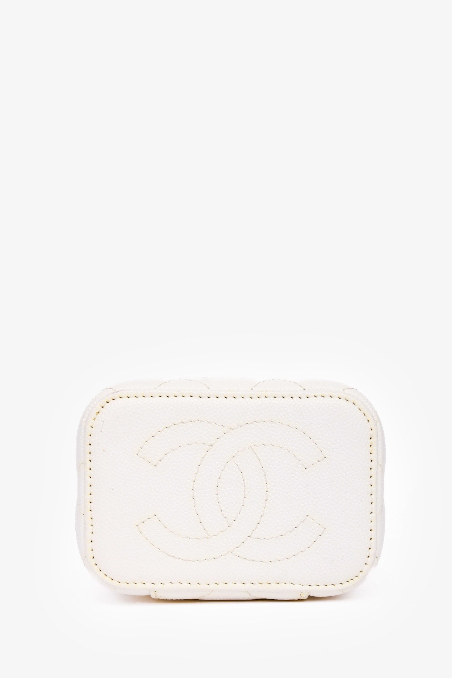 Chanel™ 2022 White Caviar Leather Mini Vanity Case (As Is)