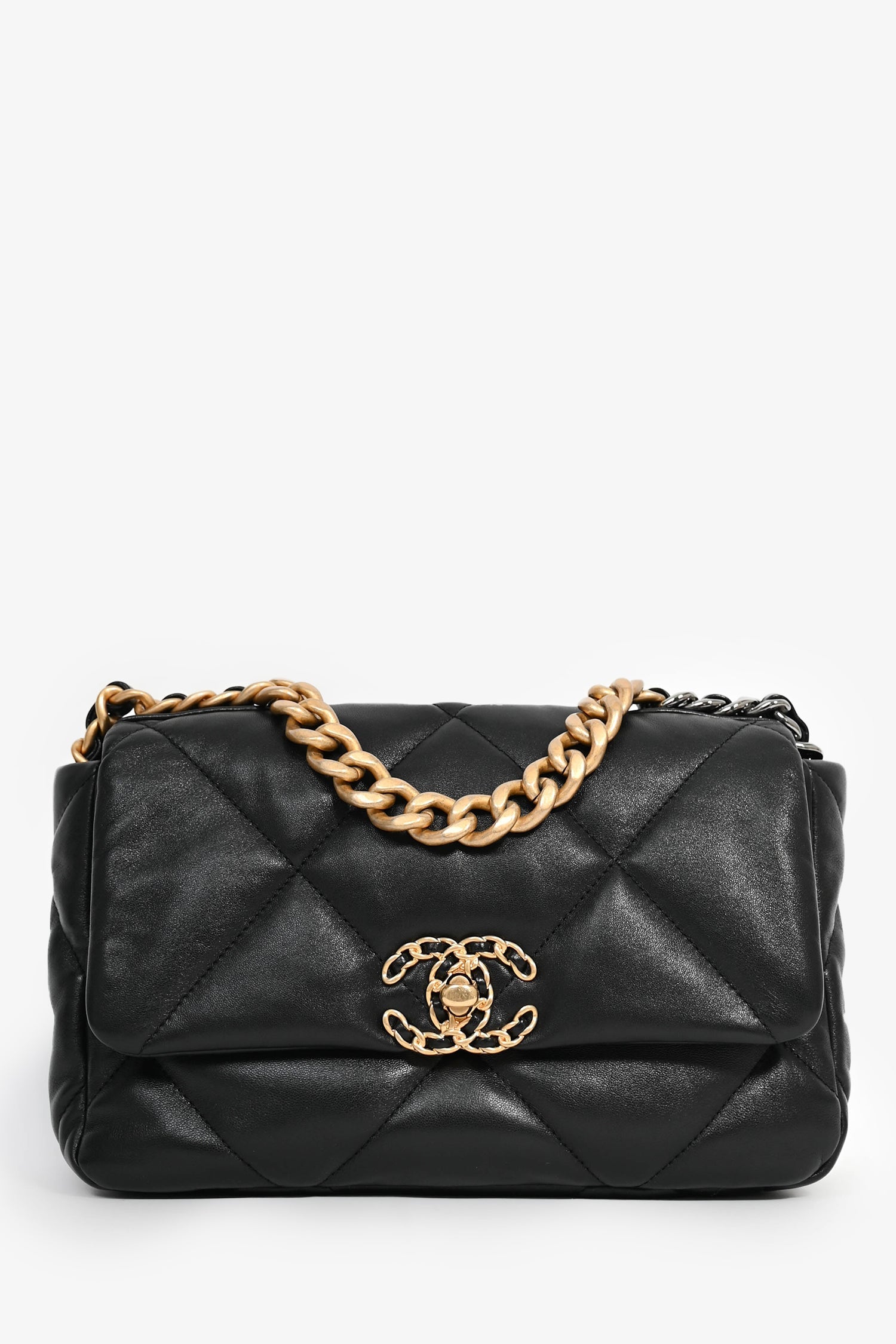 Chanel™ Black Quilted Lambskin Medium 19 Chain Bag
