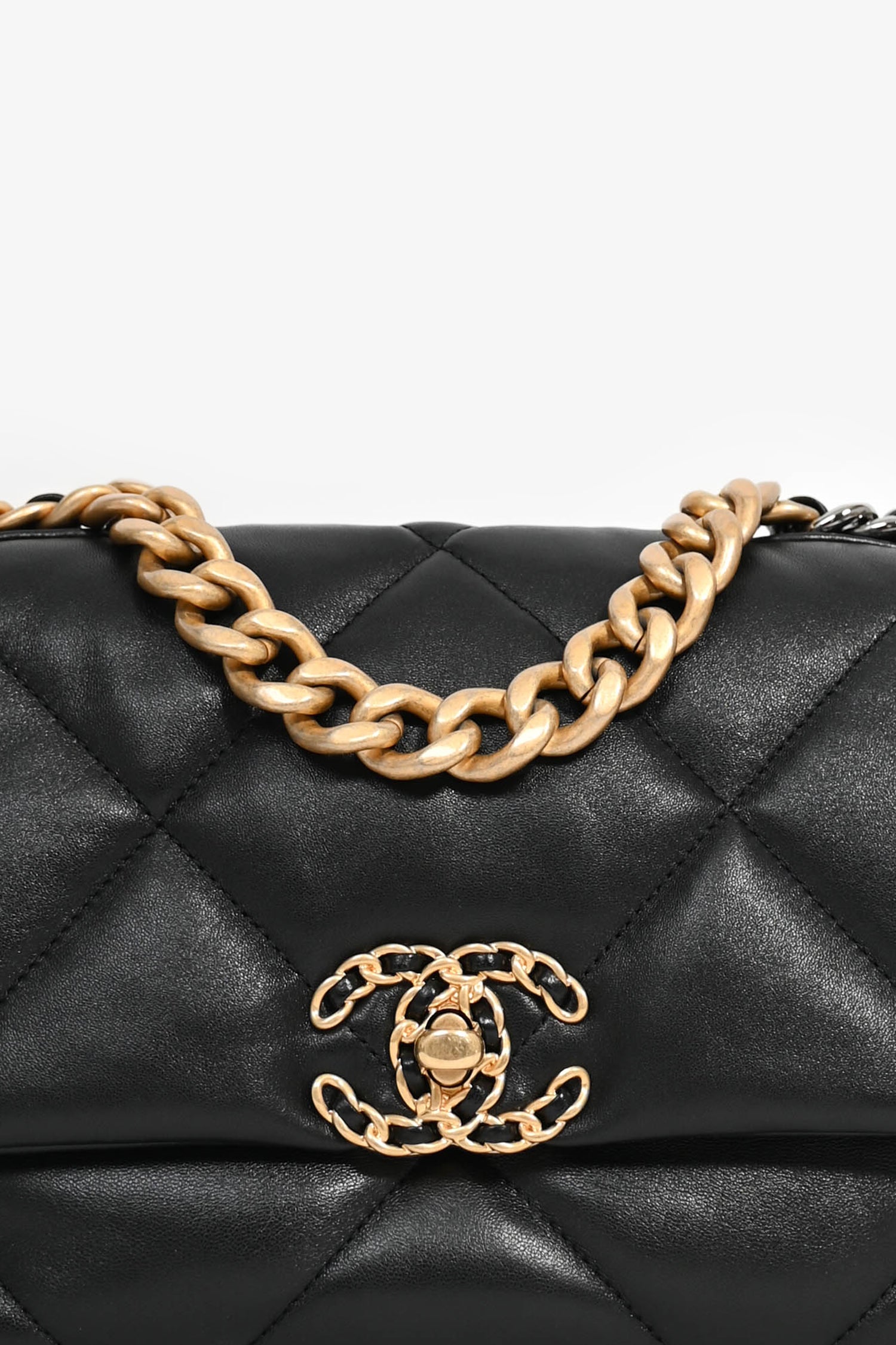 Chanel™ Black Quilted Lambskin Medium 19 Chain Bag