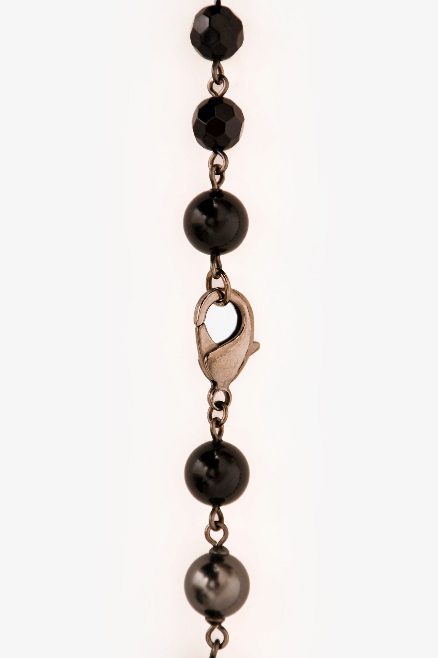 Chanel™ 2015 Black/Grey Faux Pearl CC Station Necklace