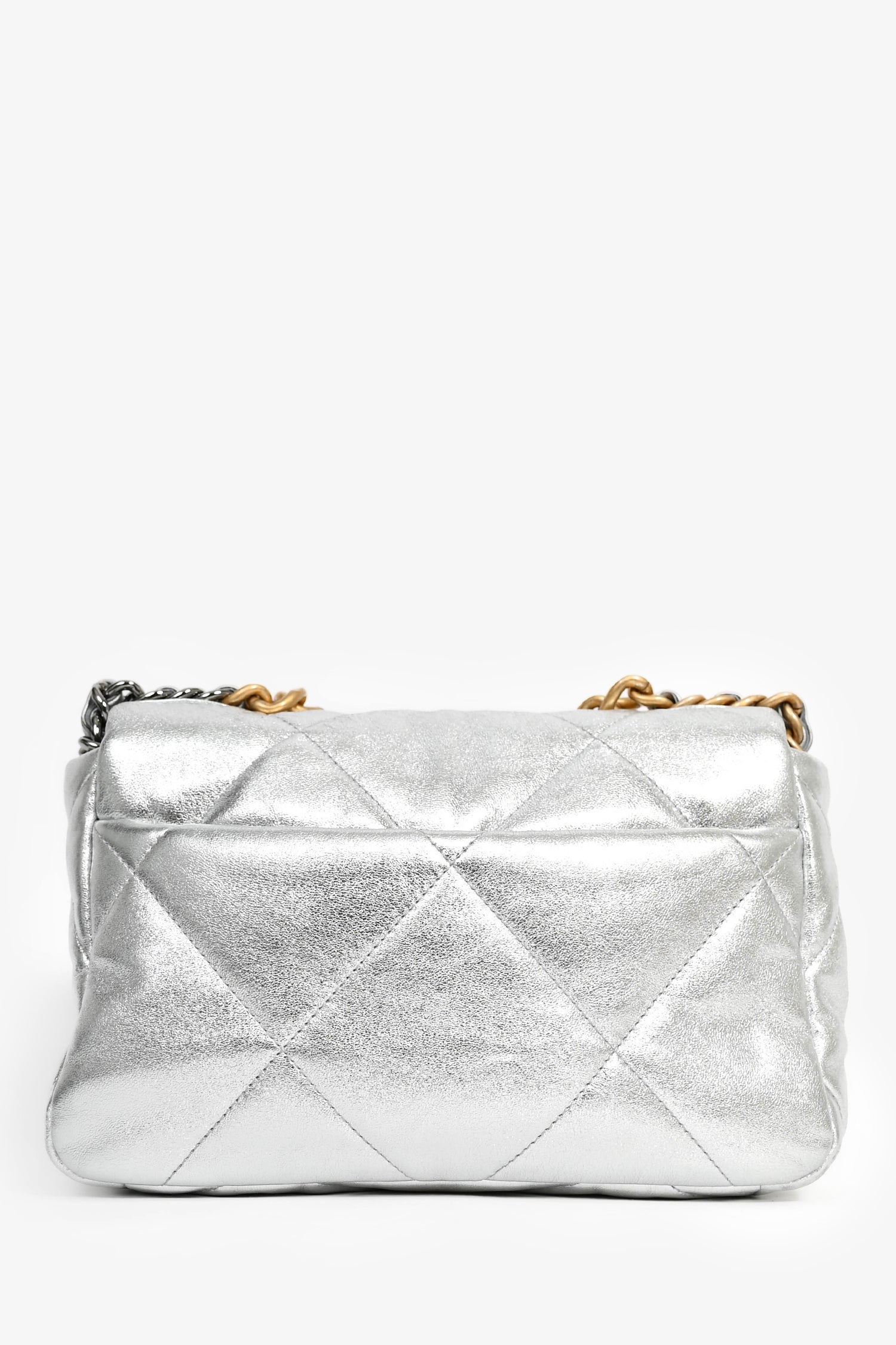 Chanel™ 2020 Silver Lambskin Medium 19 Flap Bag