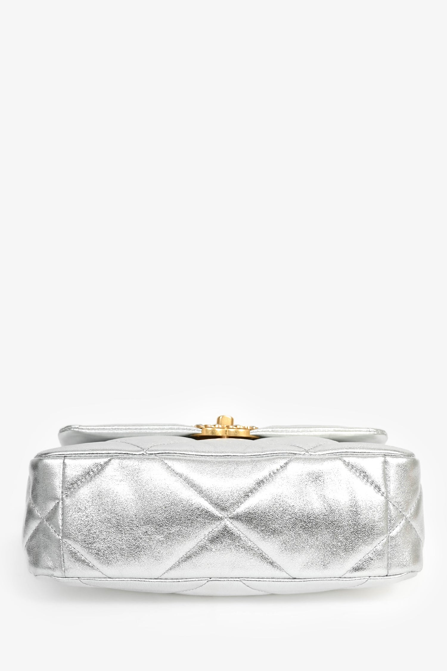 Chanel™ 2020 Silver Lambskin Medium 19 Flap Bag