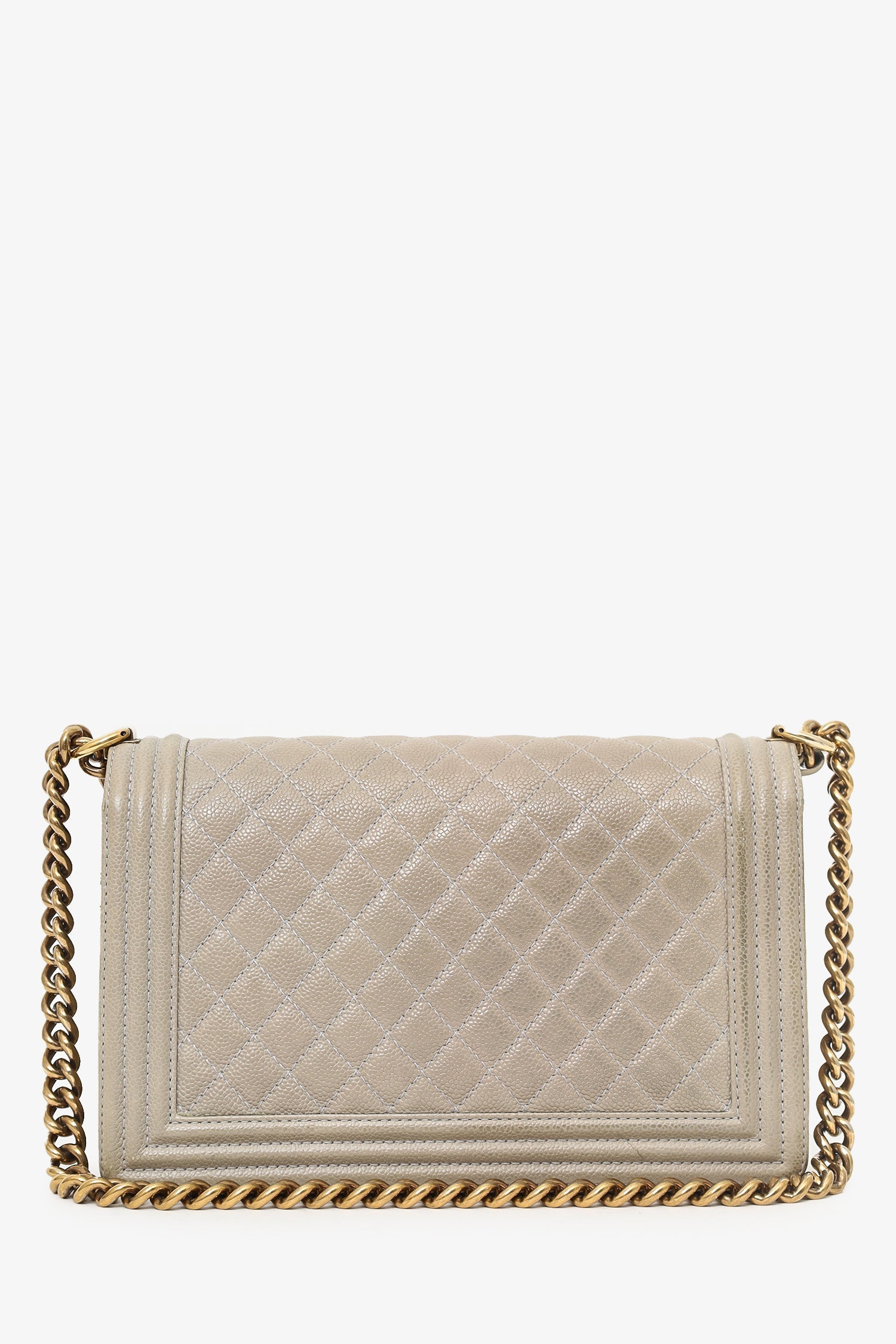Chanel™ 2014 Taupe Caviar Quilted New Medium Boy Flap Bag (As Is)