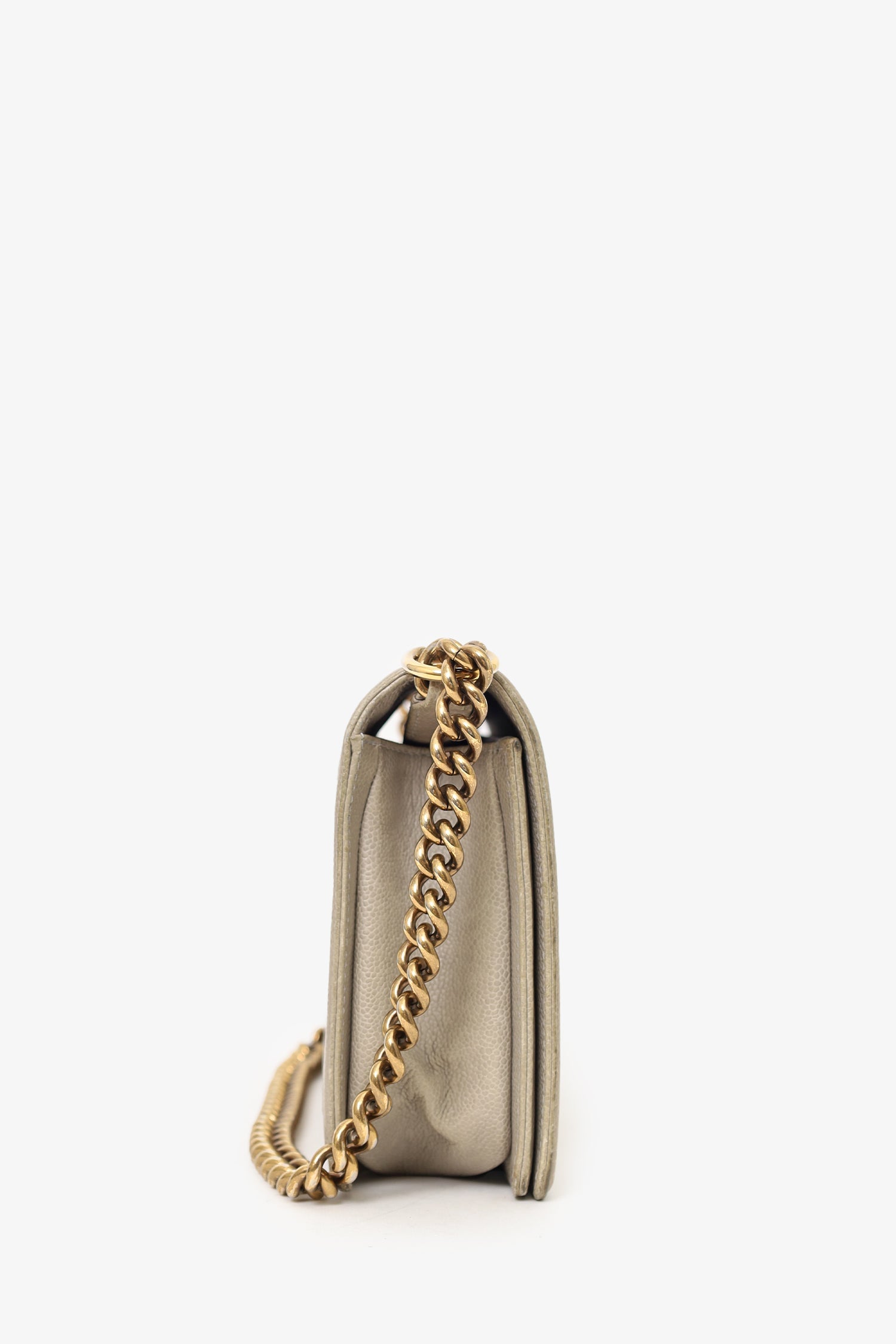 Chanel™ 2014 Taupe Caviar Quilted New Medium Boy Flap Bag (As Is)