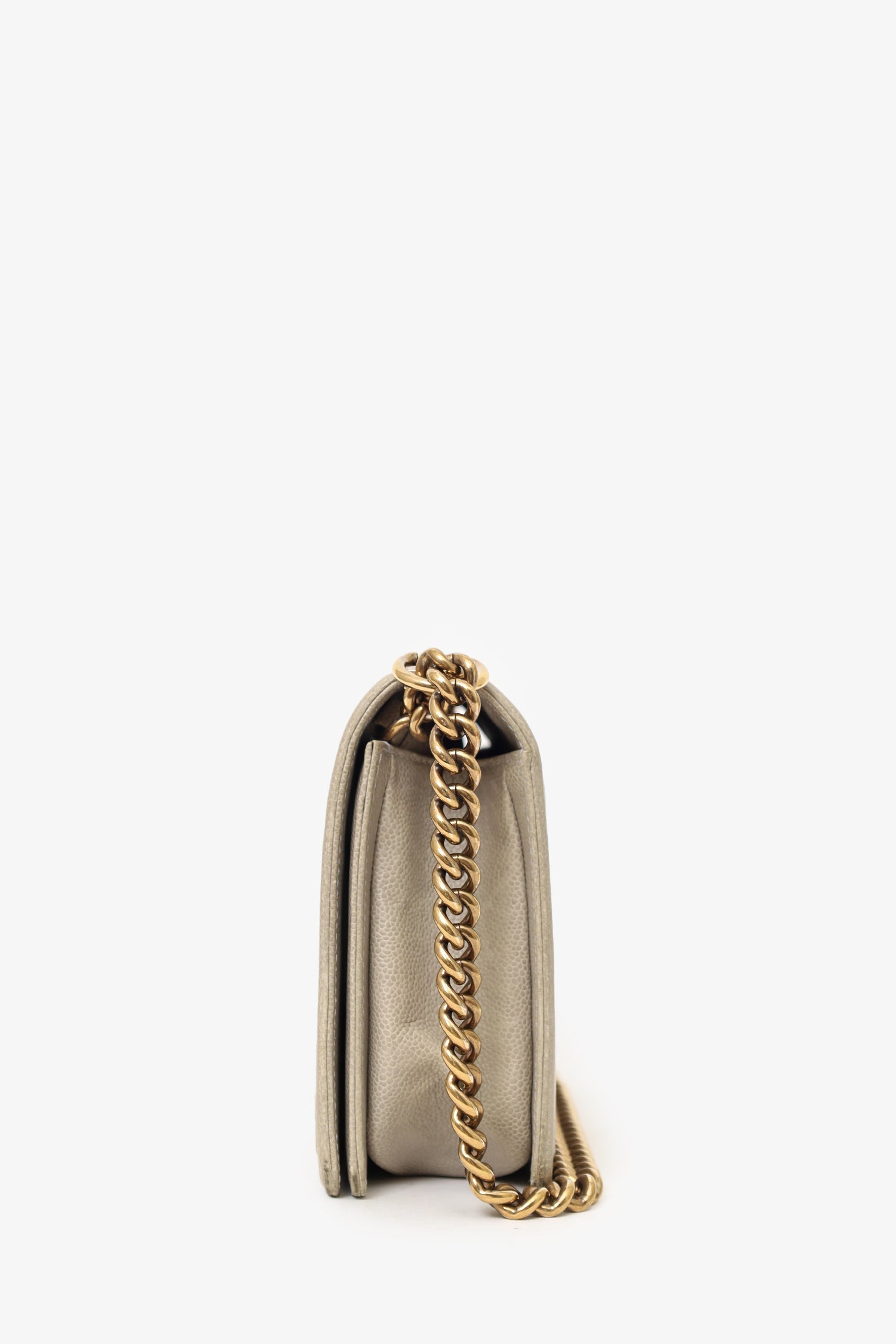 Chanel™ 2014 Taupe Caviar Quilted New Medium Boy Flap Bag (As Is)