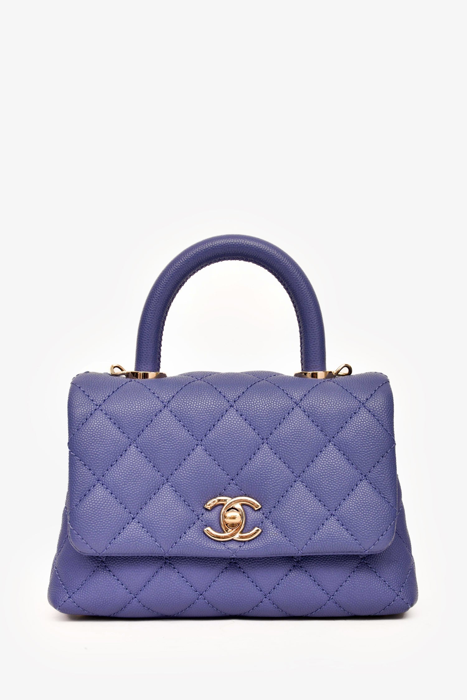 Chanel™ 2020 Purple Caviar Leather Mini Coco Top Handle