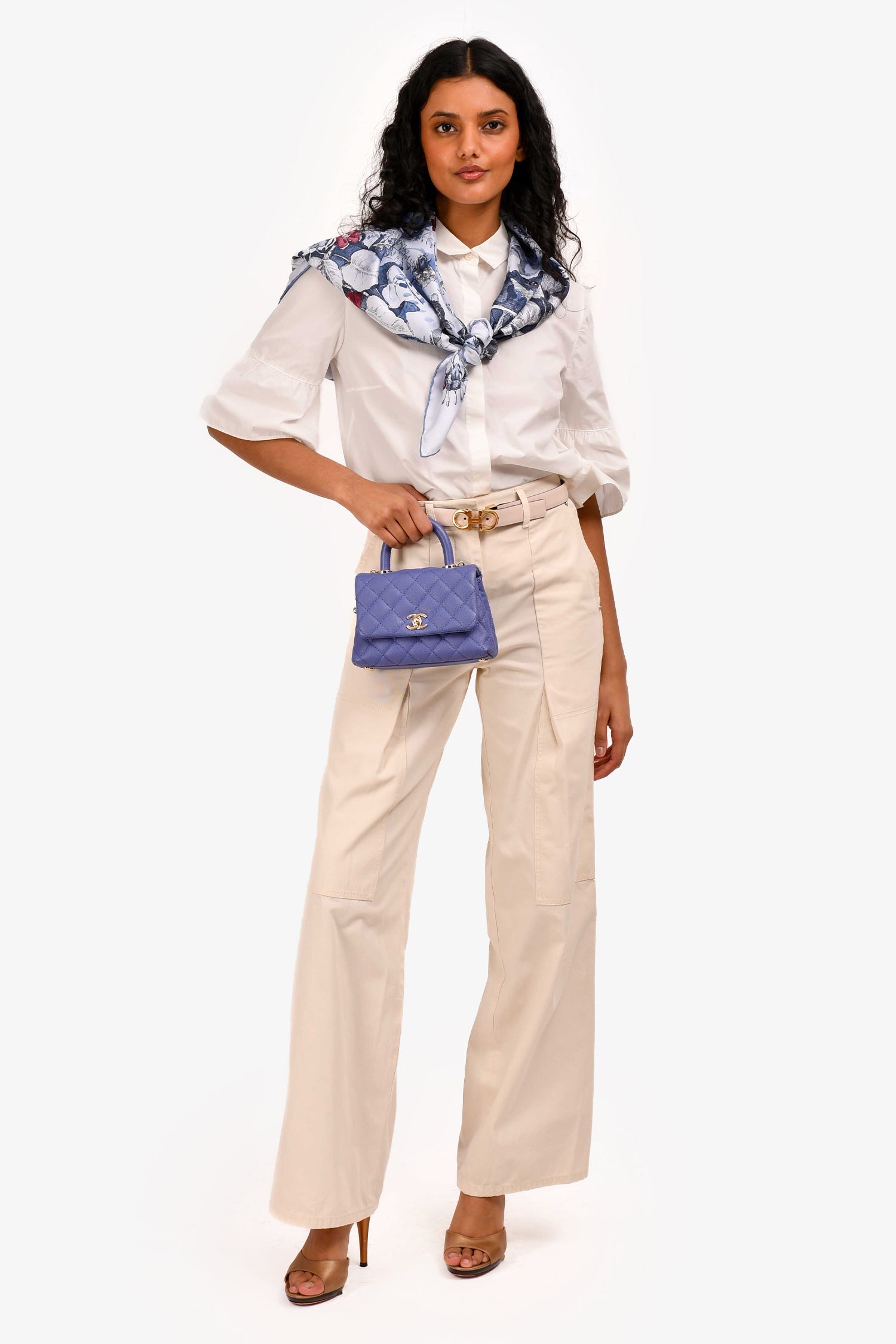 Chanel™ 2020 Purple Caviar Leather Mini Coco Top Handle
