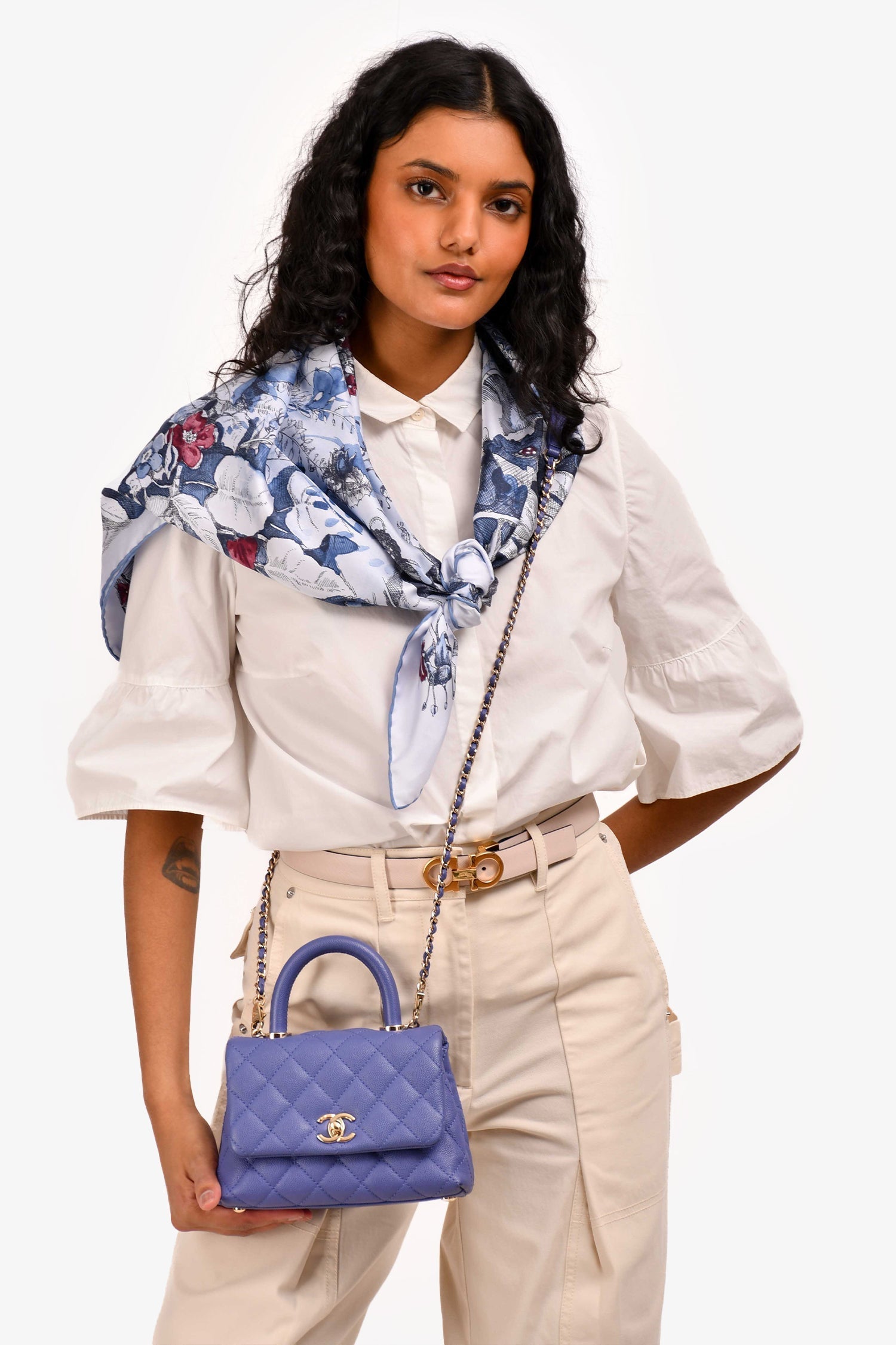 Chanel™ 2020 Purple Caviar Leather Mini Coco Top Handle