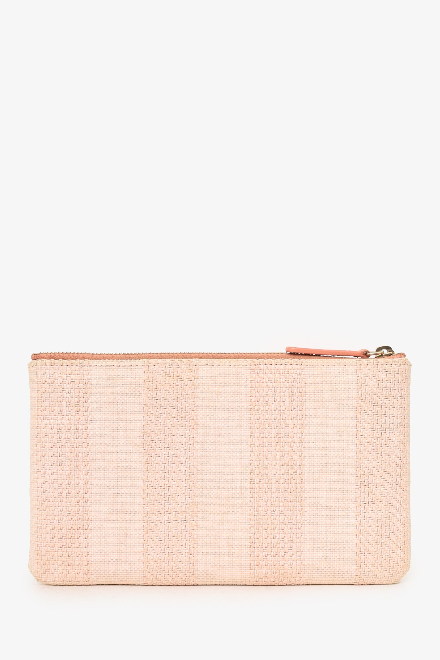Chanel™ 2019-2020 Pink Interlocking CC Deauville Raffia O Case Mini Zip Pouch