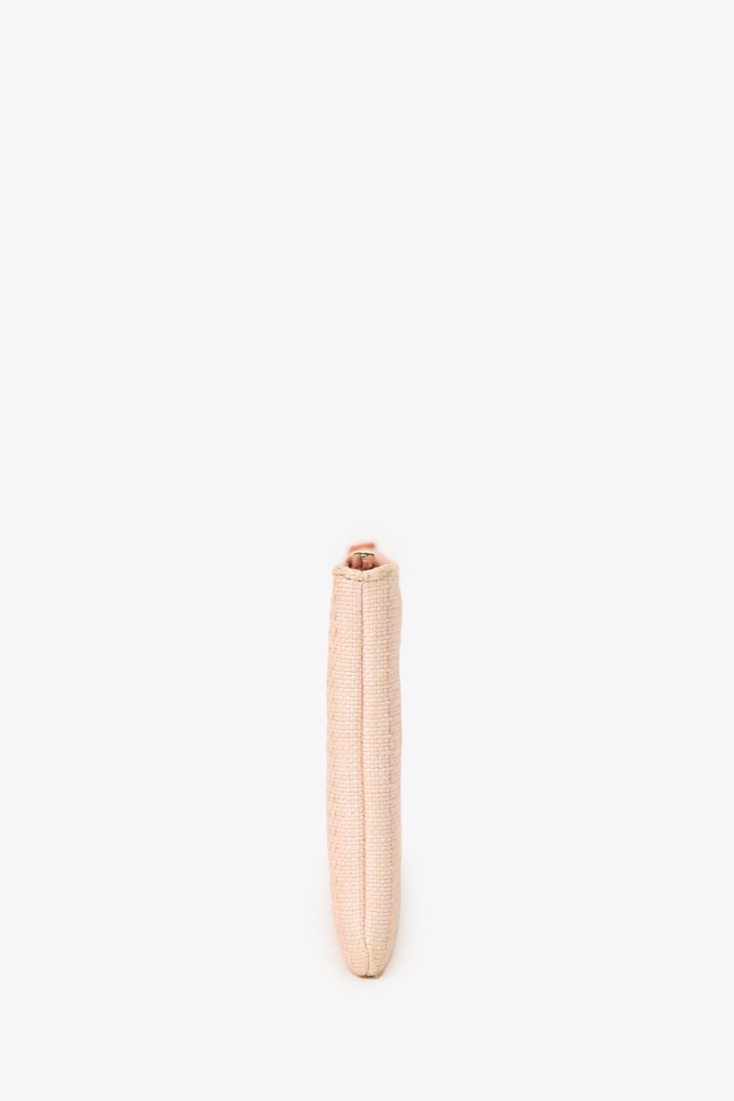 Chanel™ 2019-2020 Pink Interlocking CC Deauville Raffia O Case Mini Zip Pouch