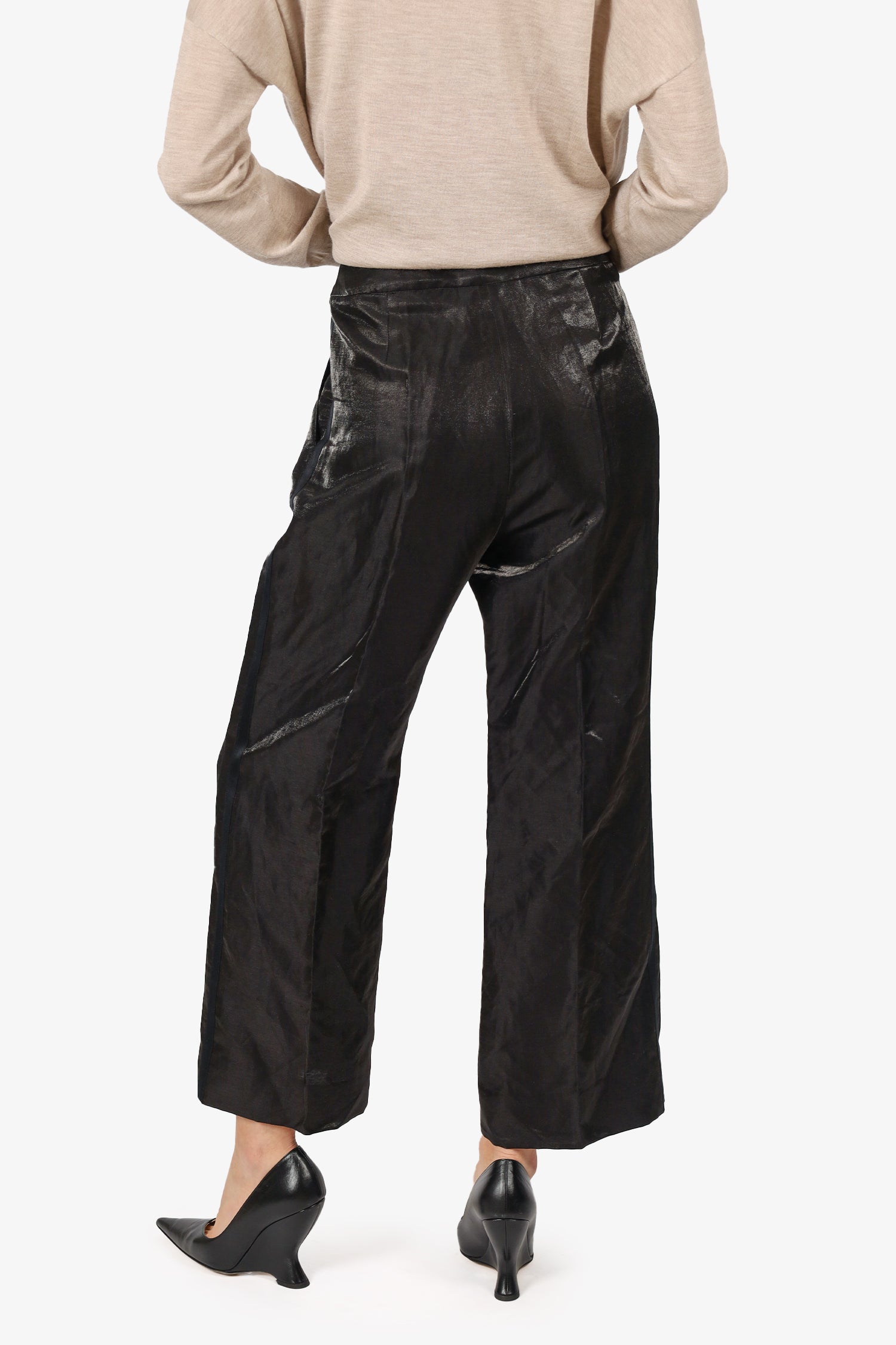Chanel™ Black Linen Iridescent Pants Size 40 (As Is)