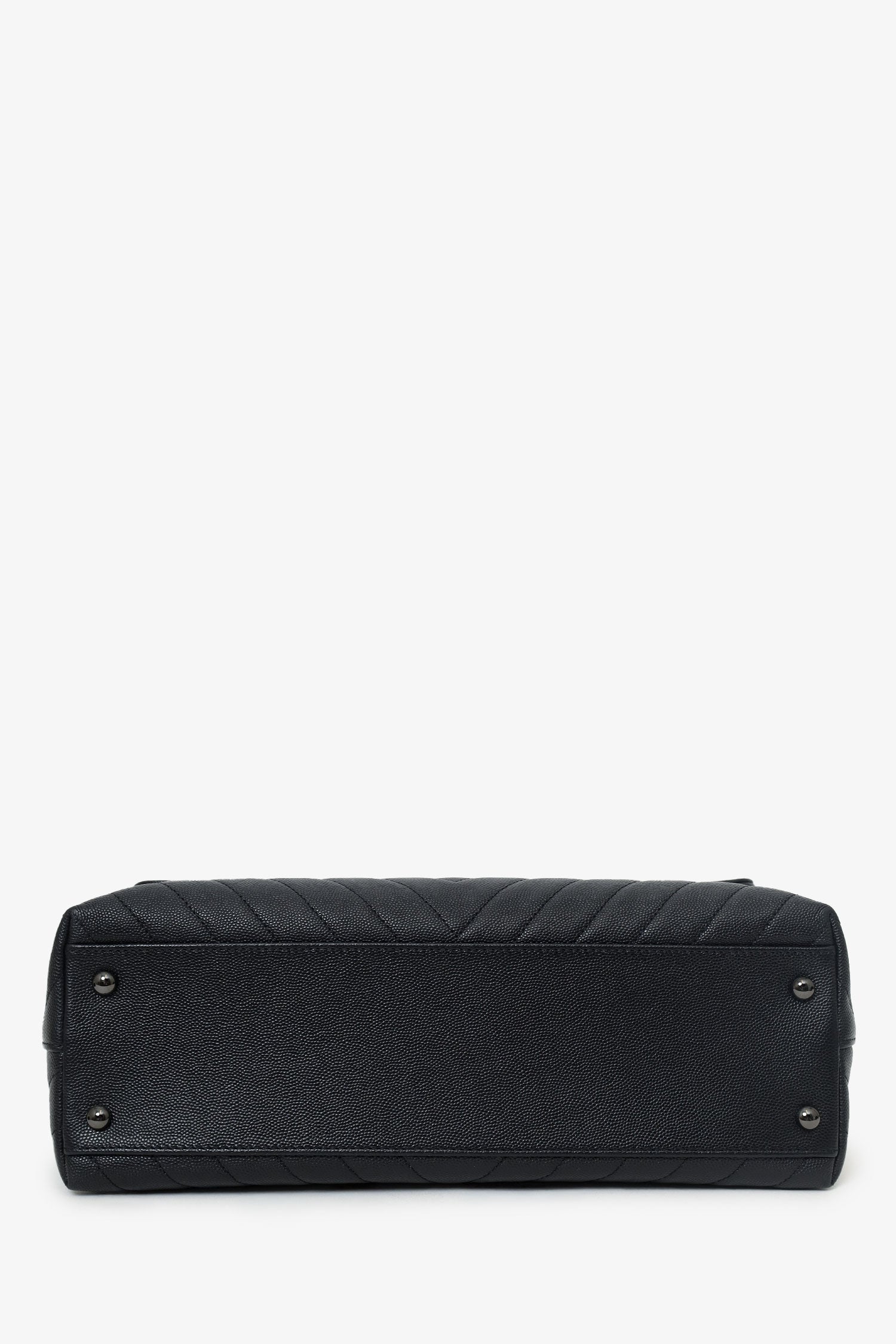 Chanel™ 2019-20 So Black Caviar Chevron Large Coco Handle with Strap