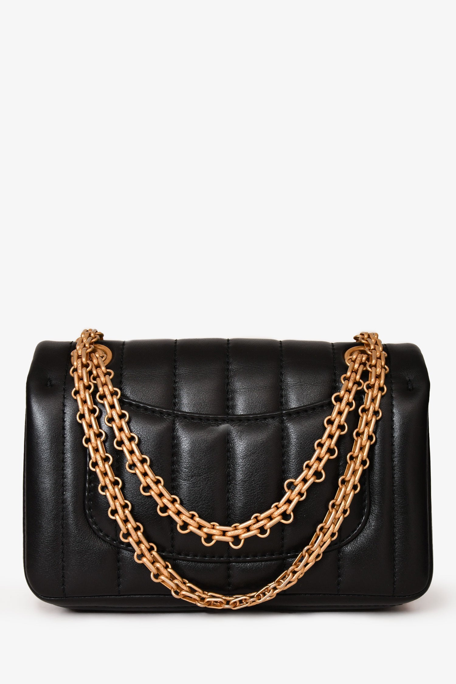 Chanel™ Black Leather Vertical Quilted 2.55 Mini Flap