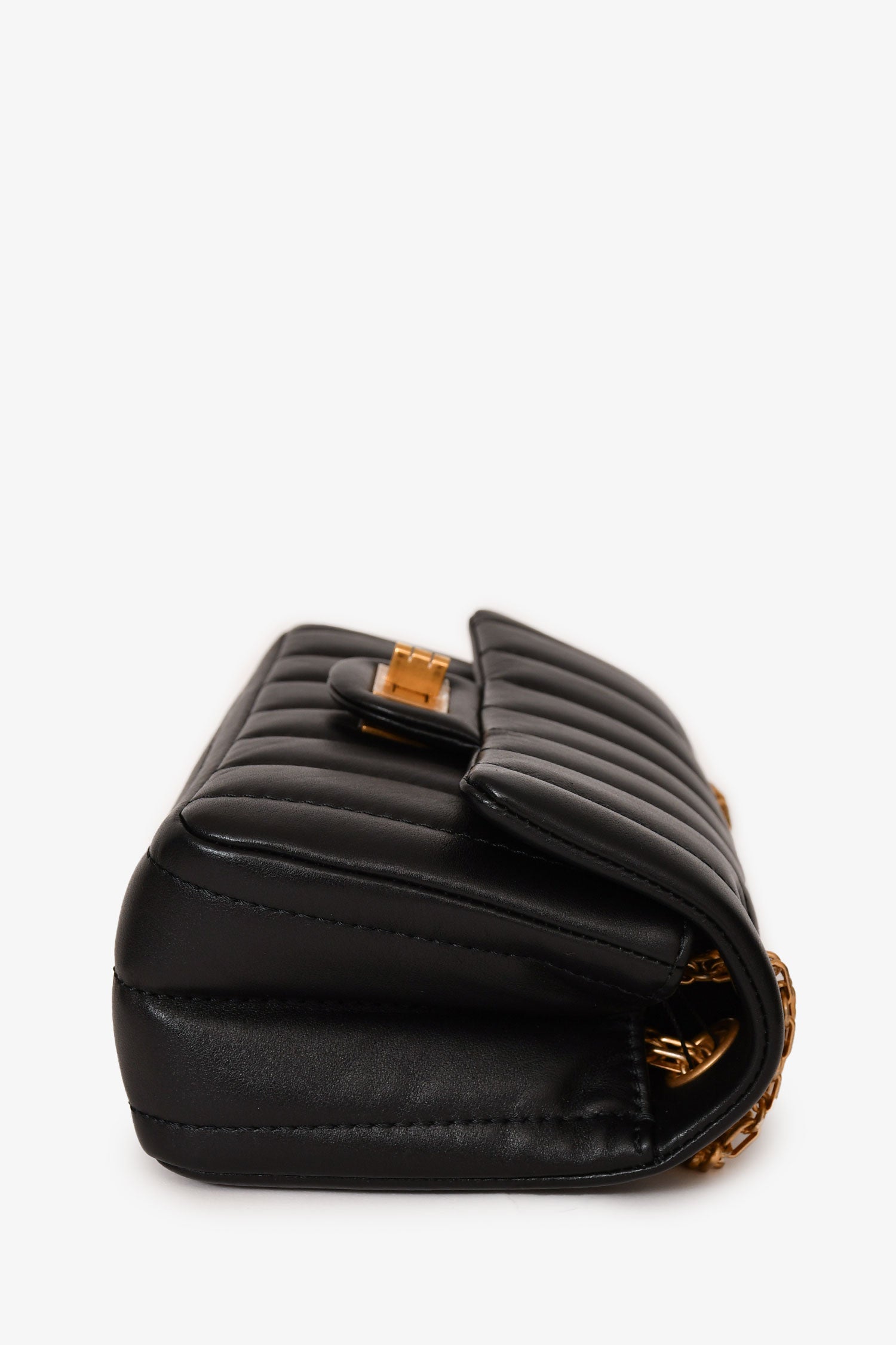Chanel™ Black Leather Vertical Quilted 2.55 Mini Flap
