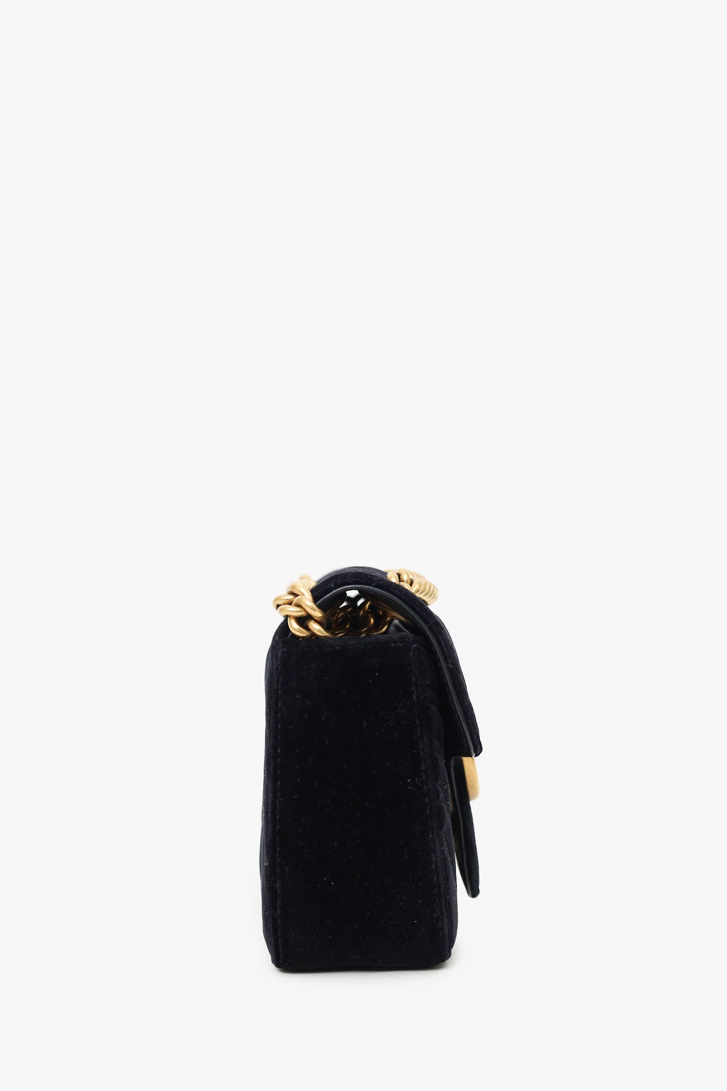 Gucci Black Velvet Small GG Marmont Shoulder Bag