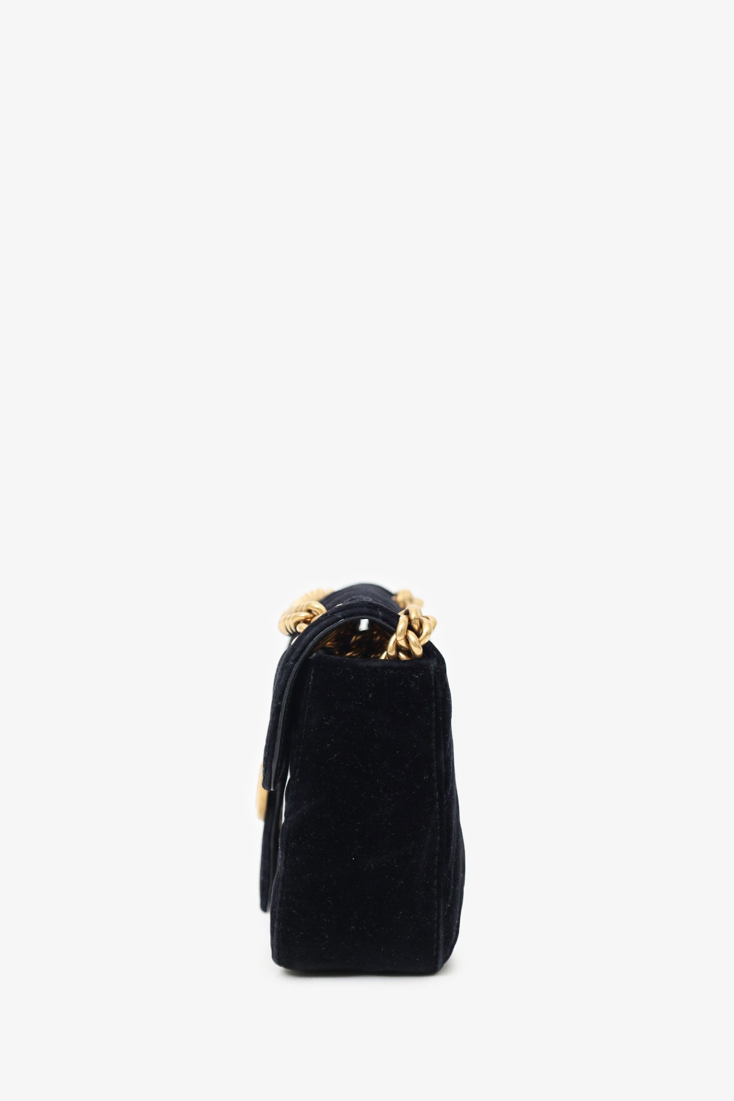 Gucci Black Velvet Small GG Marmont Shoulder Bag