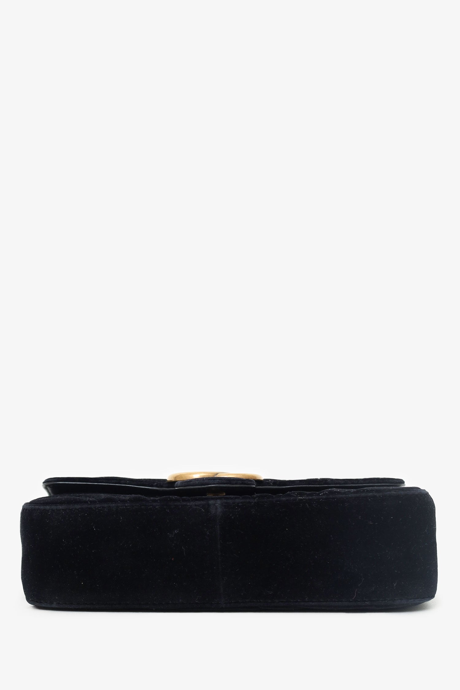 Gucci Black Velvet Small GG Marmont Shoulder Bag