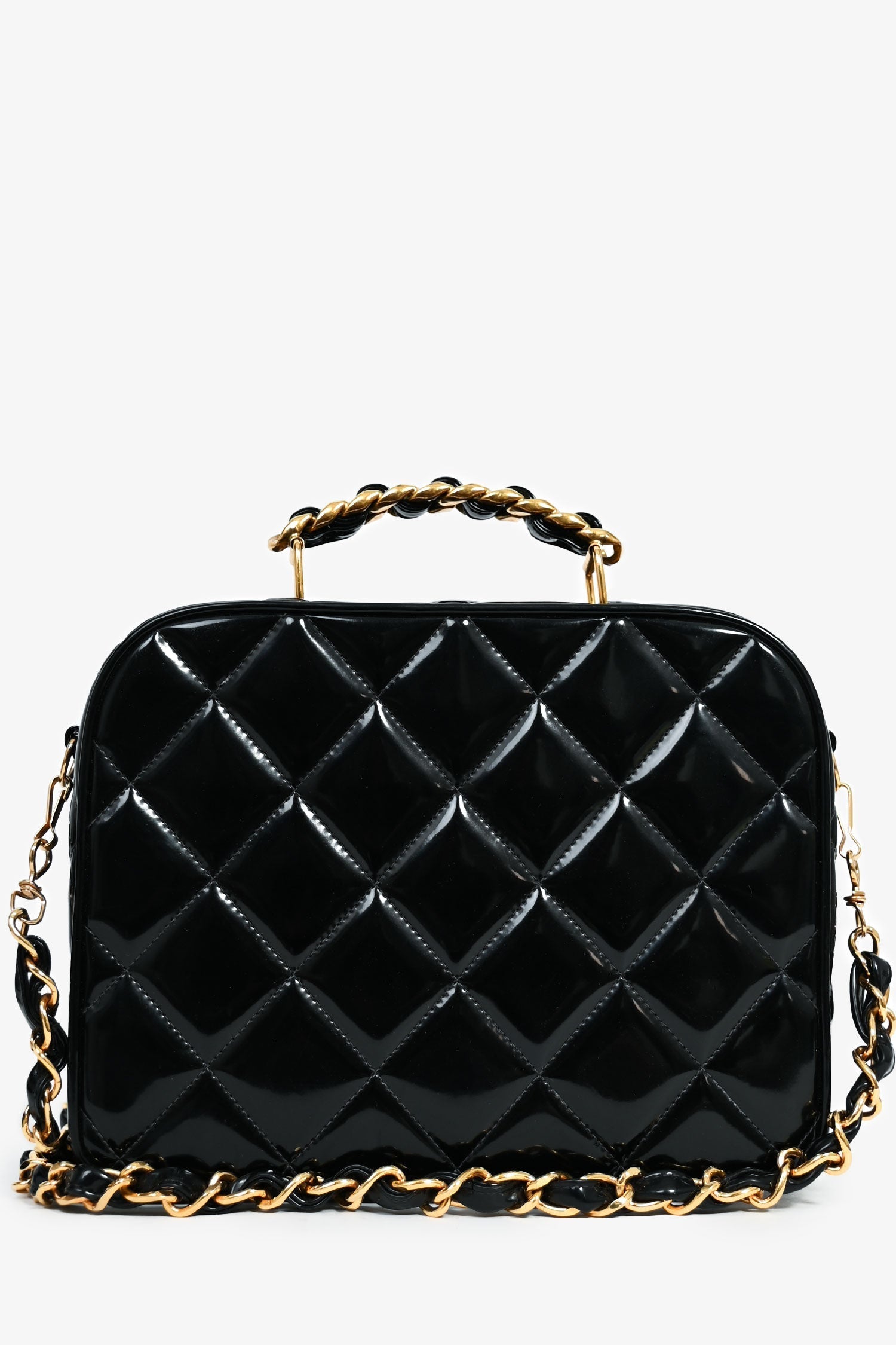 Chanel™ 1994-96 Black Patent Leather Large Vanity Case
