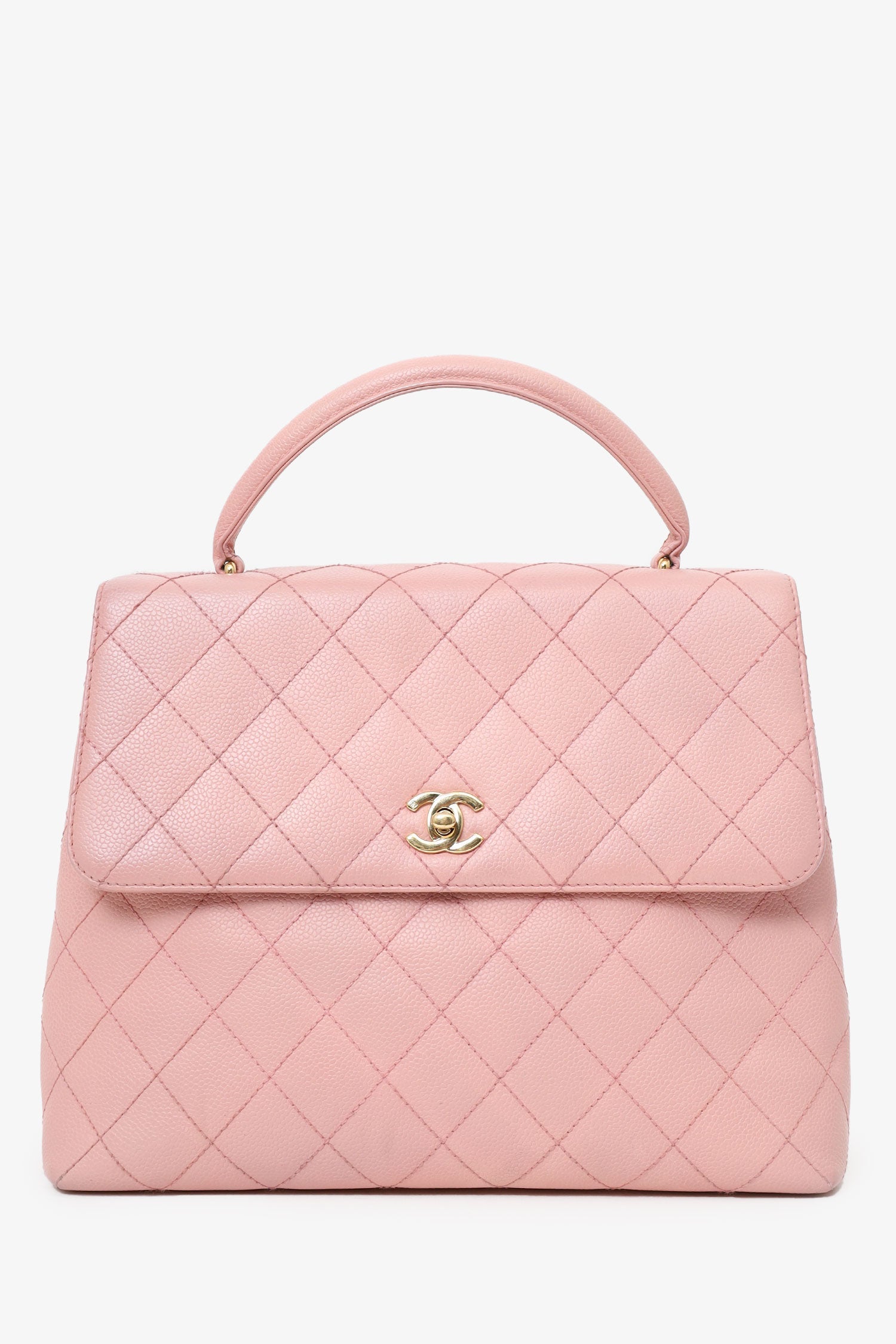 Chanel™ 2003-04 Pink Caviar Leather Kelly Top Handle Bag