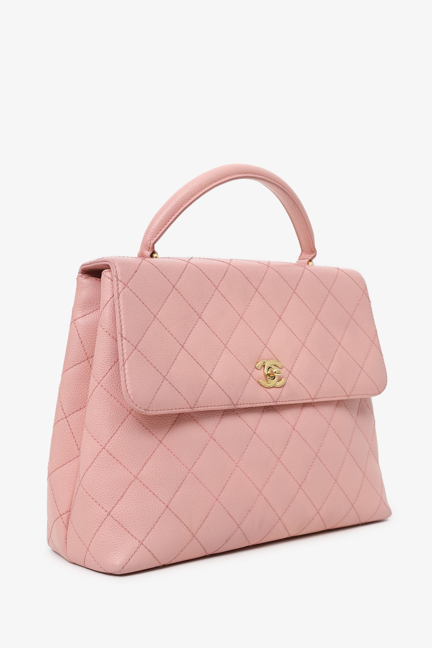 Chanel™ 2003-04 Pink Caviar Leather Kelly Top Handle Bag