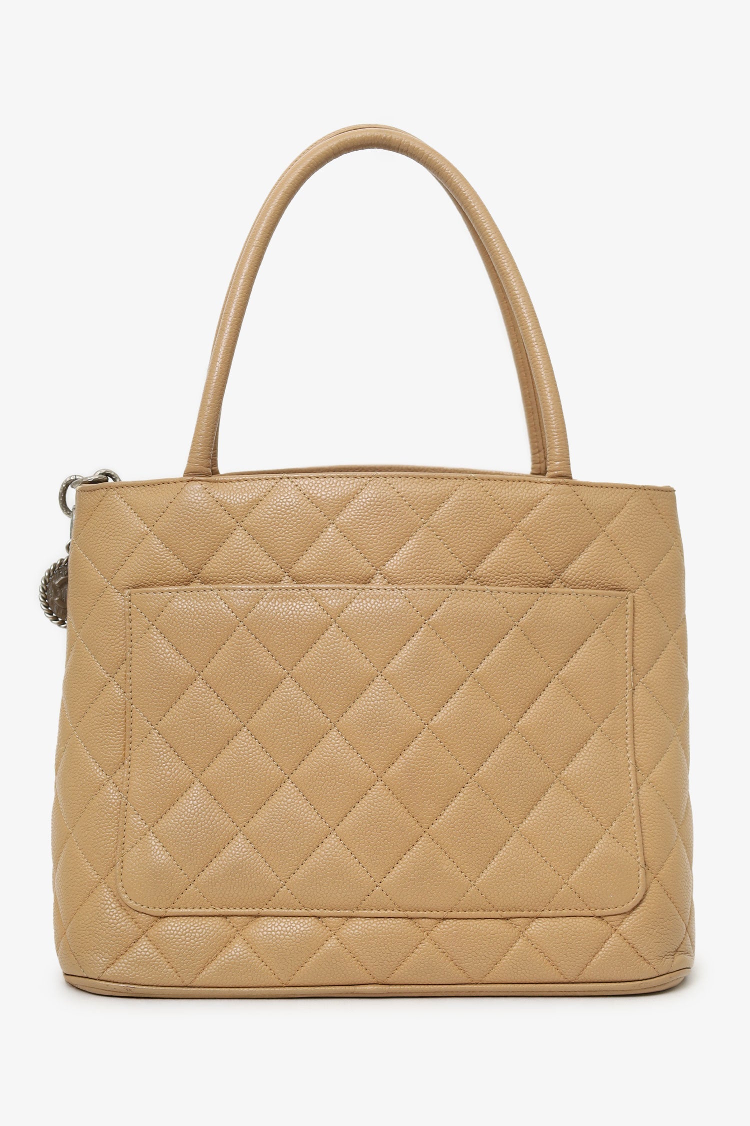 Chanel™ 2000-02 Beige Caviar Medallion Tote (As Is)