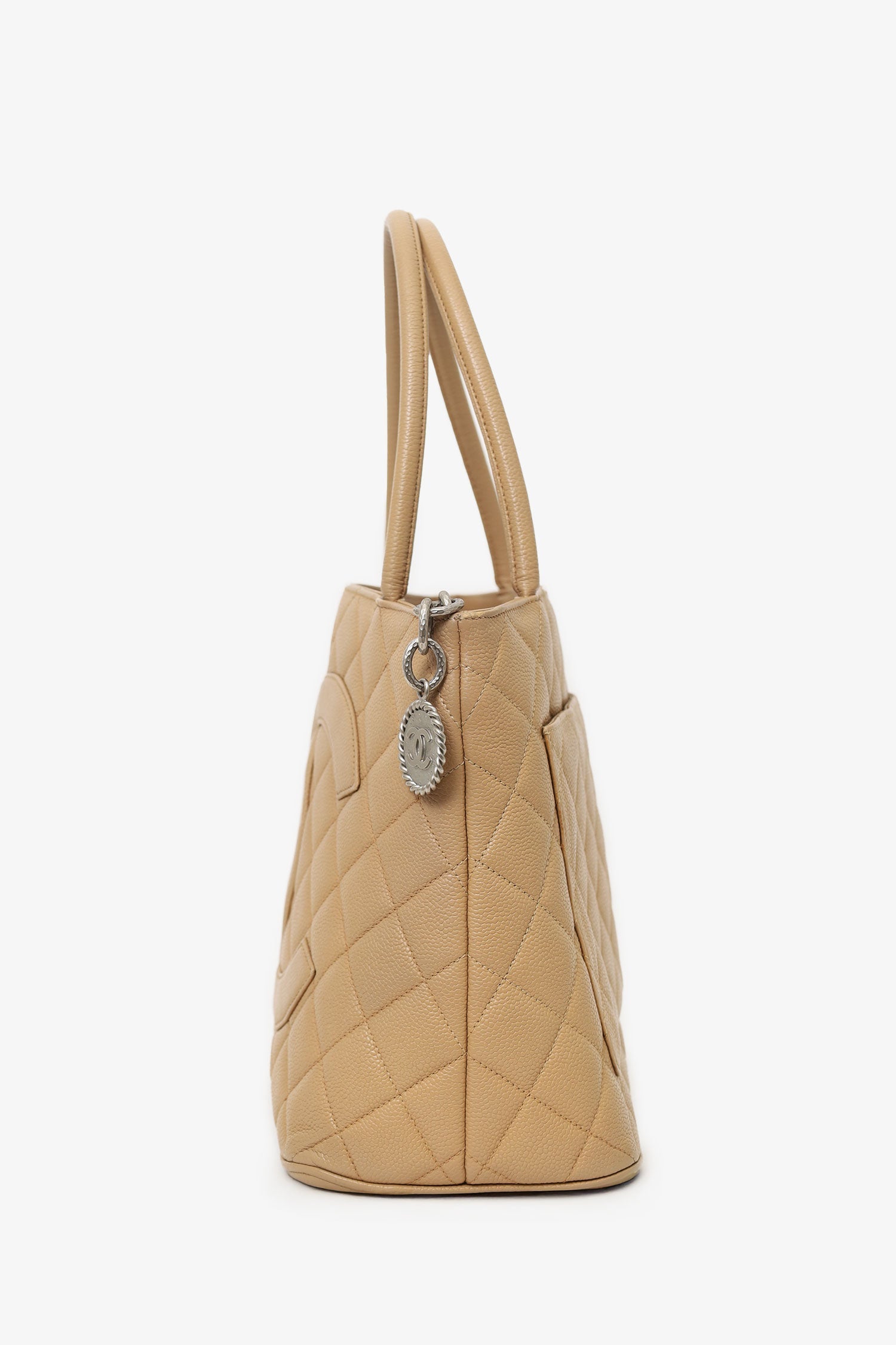 Chanel™ 2000-02 Beige Caviar Medallion Tote (As Is)