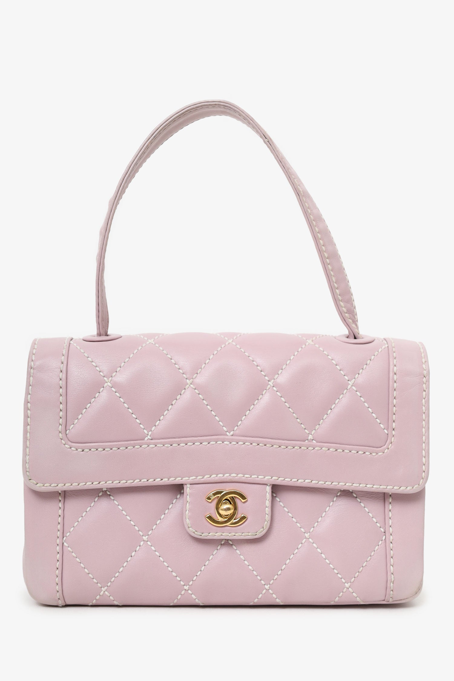 Chanel™ 2004-05 Lilac Purple Wild Stitch Medium Top Handle Flap Bag