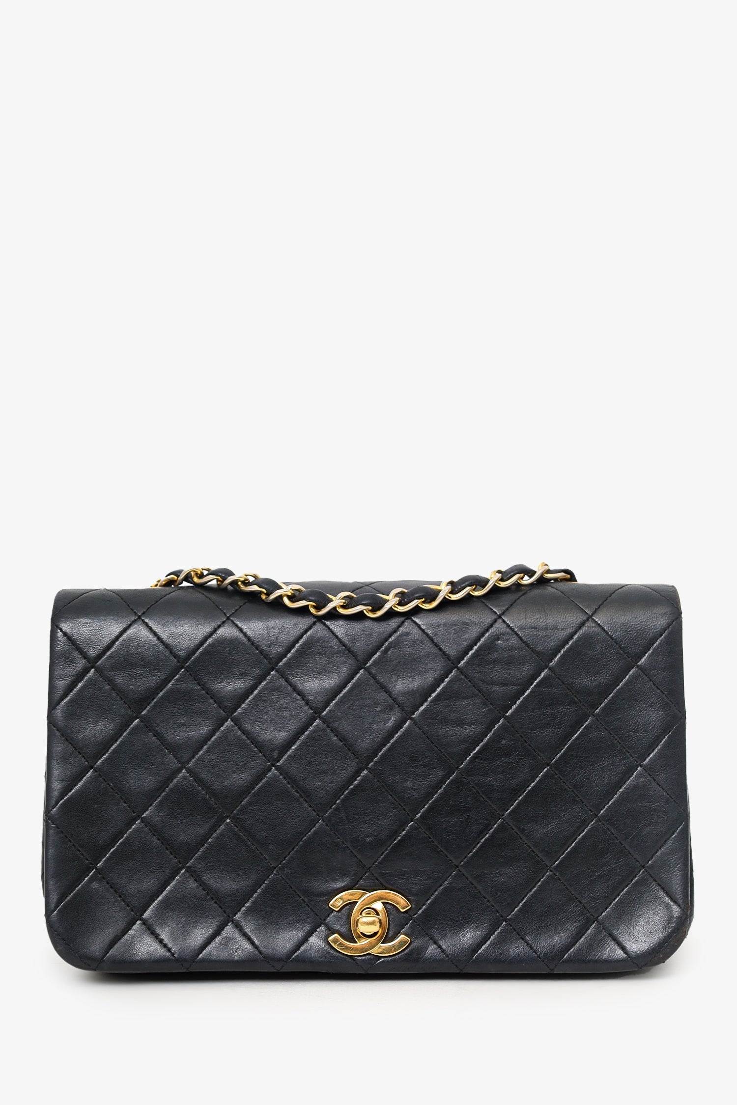 Chanel™ 1989-91 Black Quilted Lambskin Full Flap Bag (As Is)