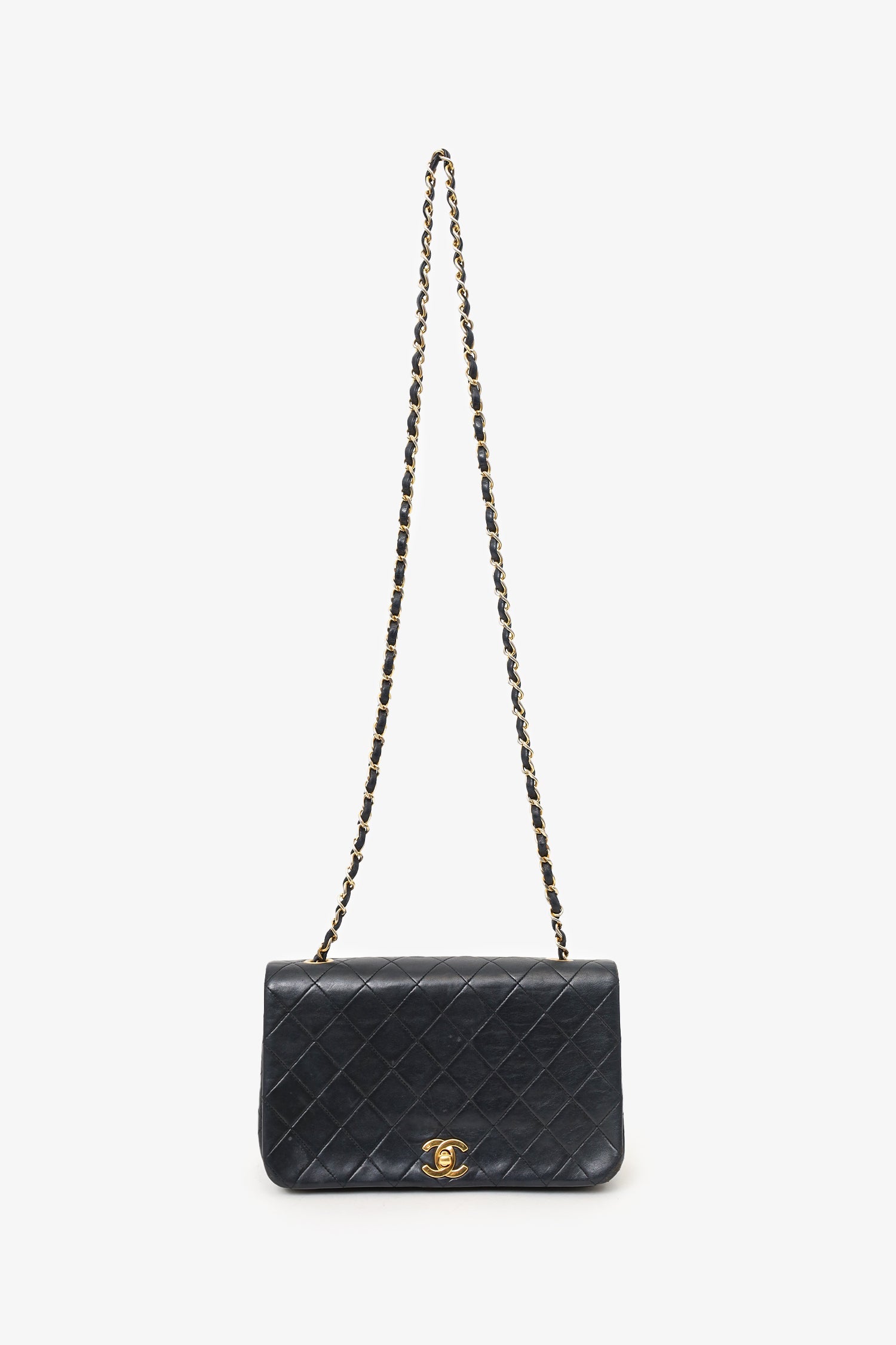 Chanel™ 1989-91 Black Quilted Lambskin Full Flap Bag (As Is)