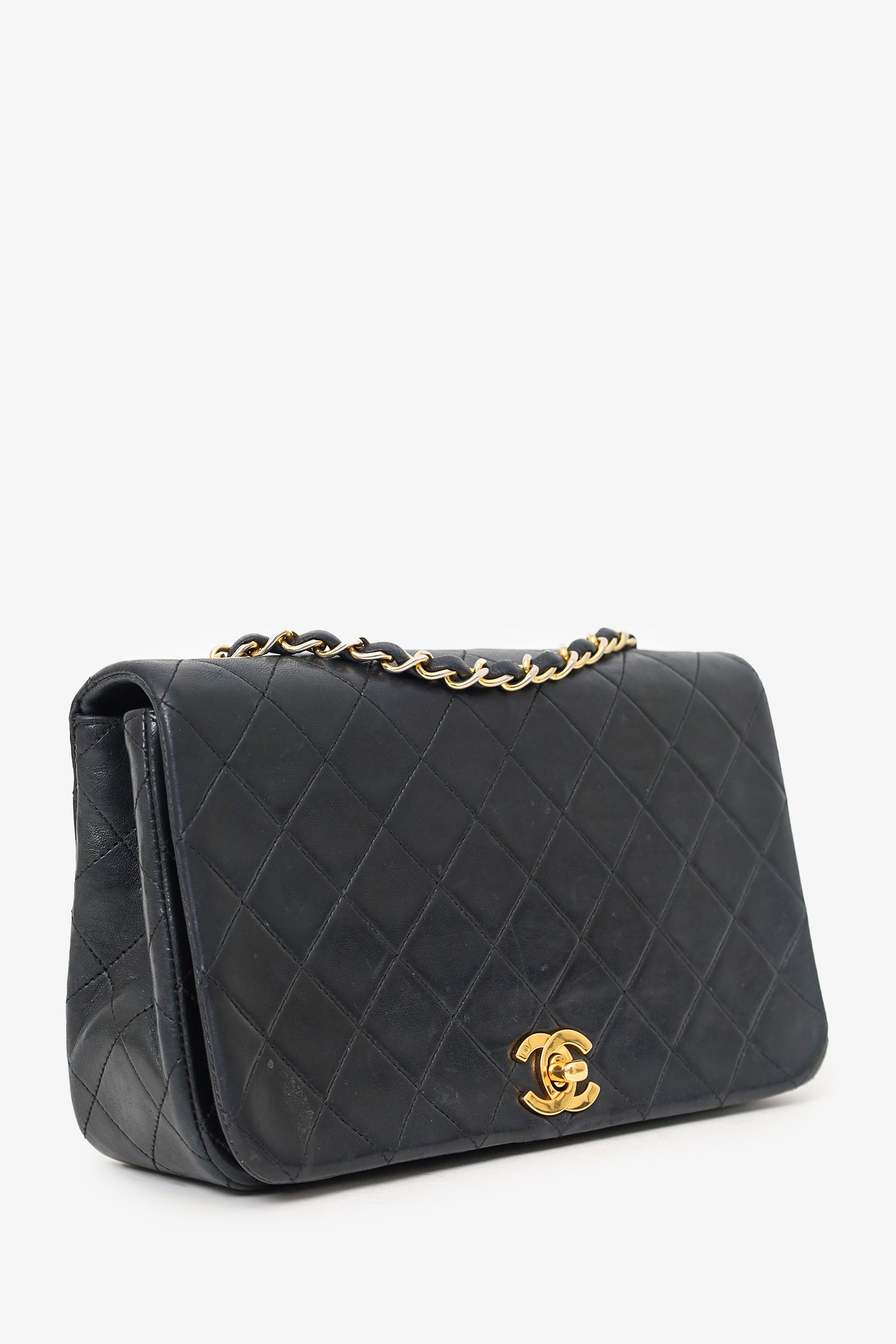 Chanel™ 1989-91 Black Quilted Lambskin Full Flap Bag (As Is)
