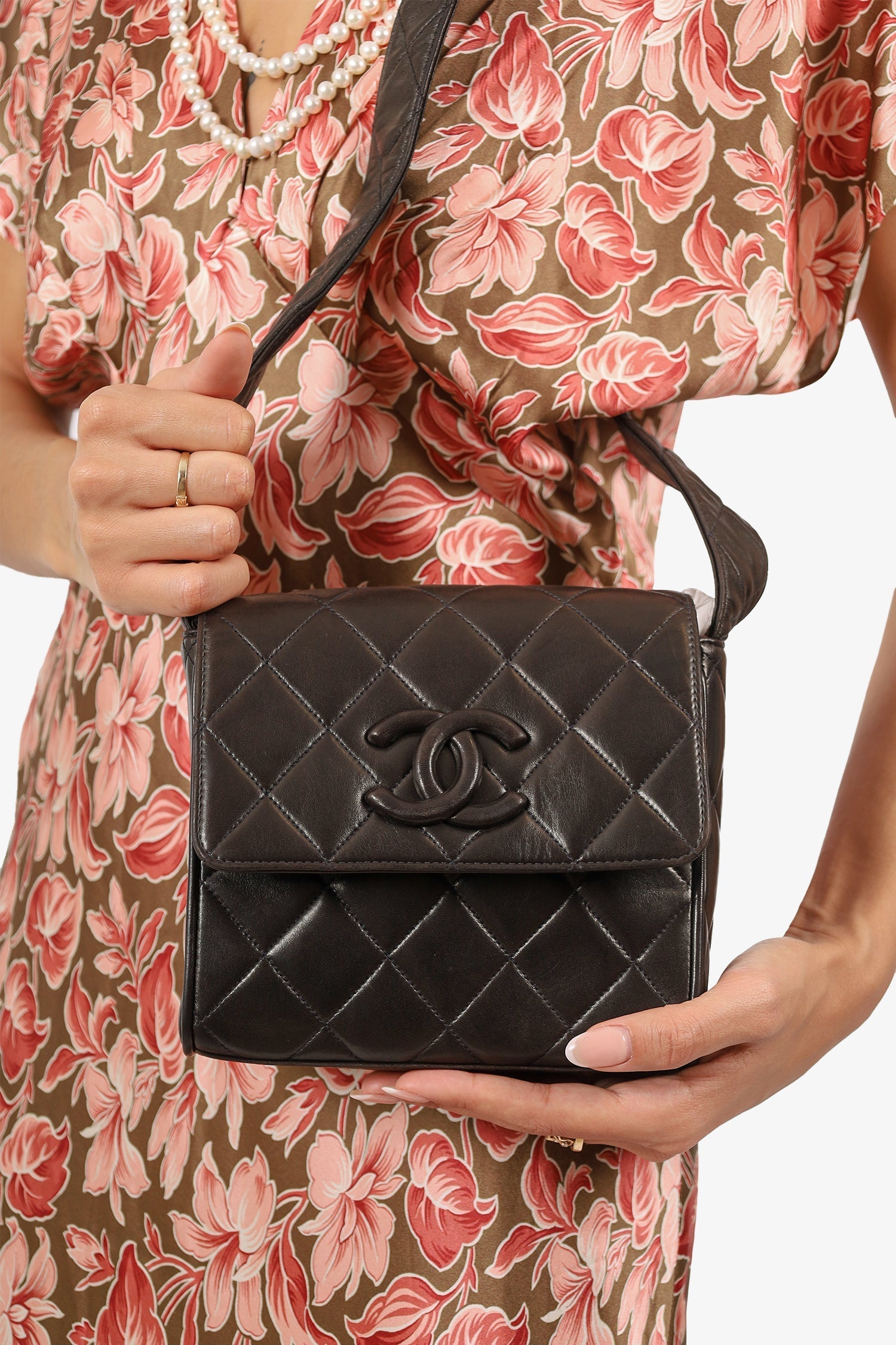 Chanel™ 1991-94 So Black Quilted Lambskin Leather CC Shoulder Bag