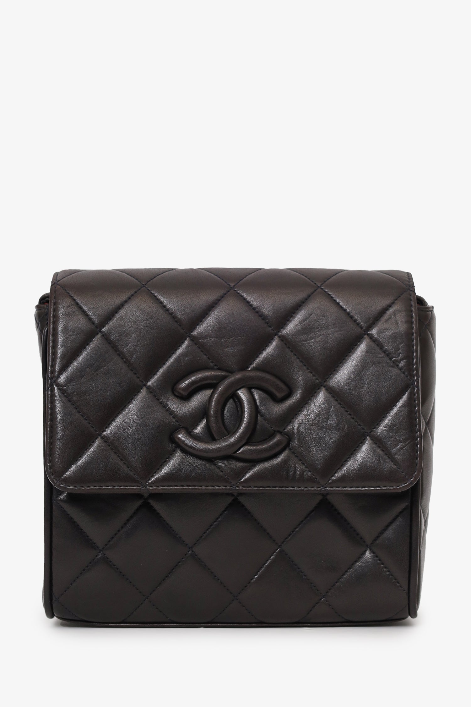 Chanel™ 1991-94 So Black Quilted Lambskin Leather CC Shoulder Bag