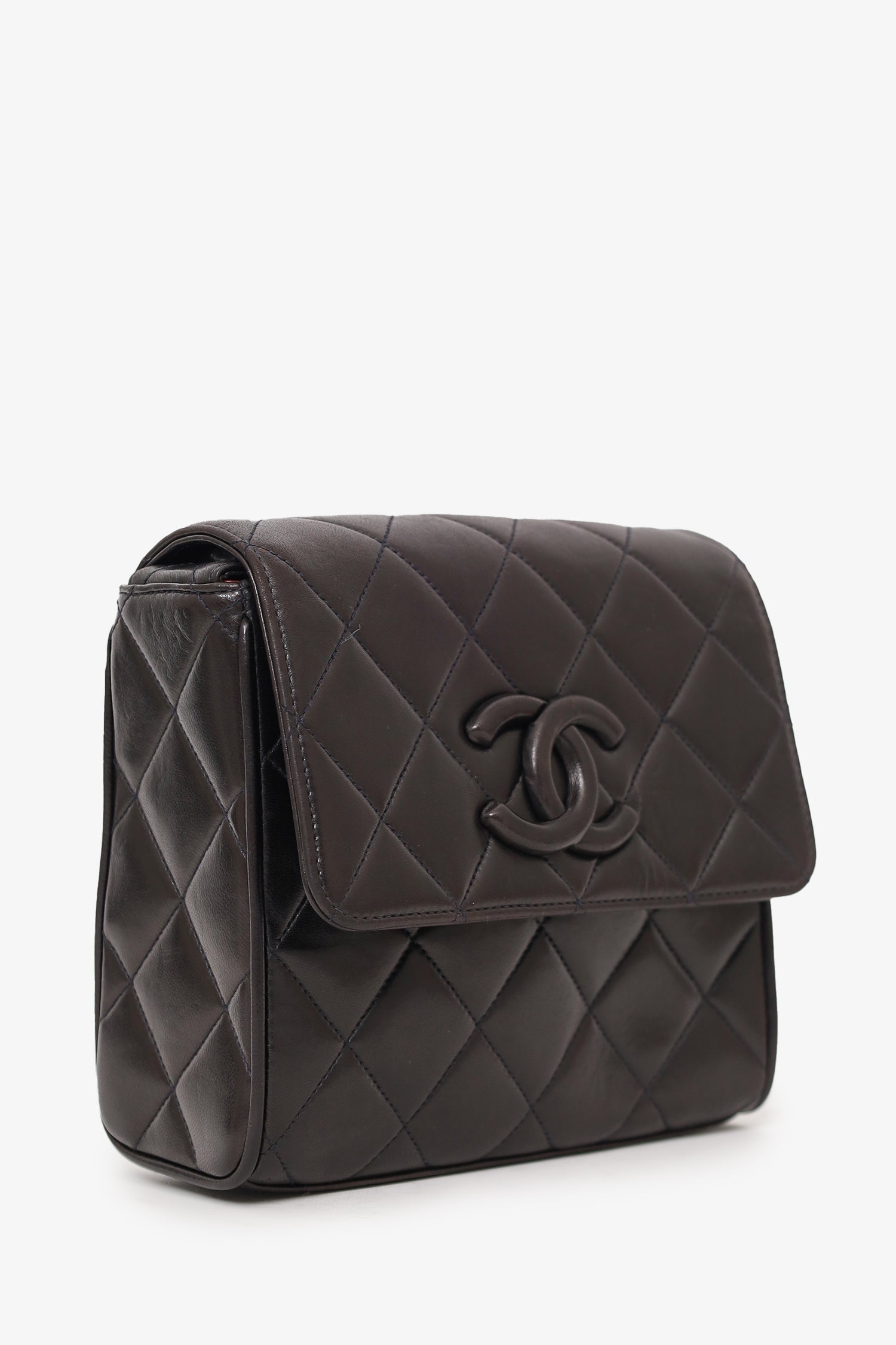 Chanel™ 1991-94 So Black Quilted Lambskin Leather CC Shoulder Bag