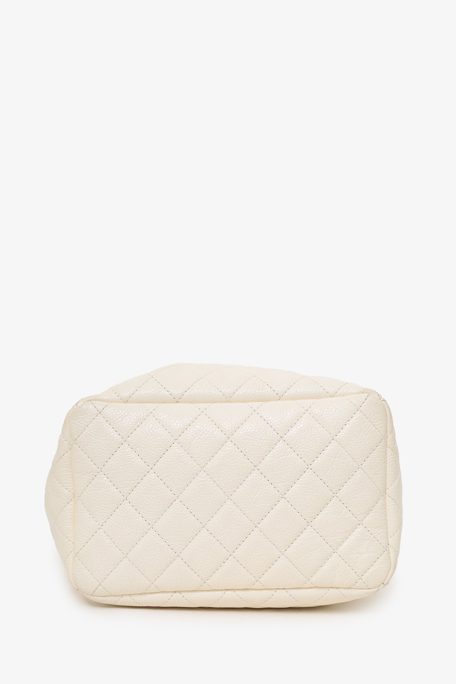 Chanel™ 2019-20 Cream Caviar Leather CC Chain Drawstring Bucket Bag