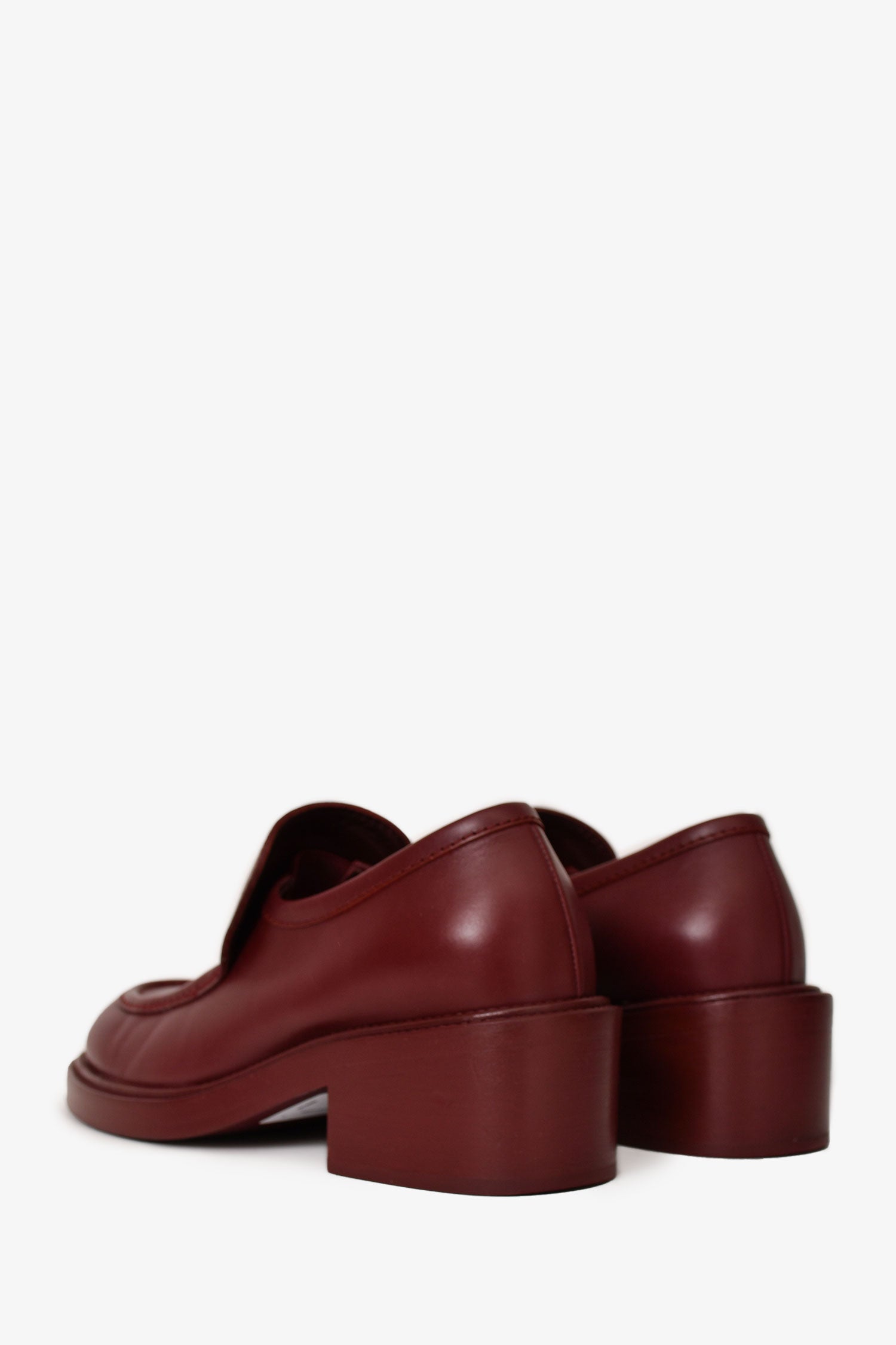 Chanel™ Burgundy Leather Gold CC Loafers Size 37C