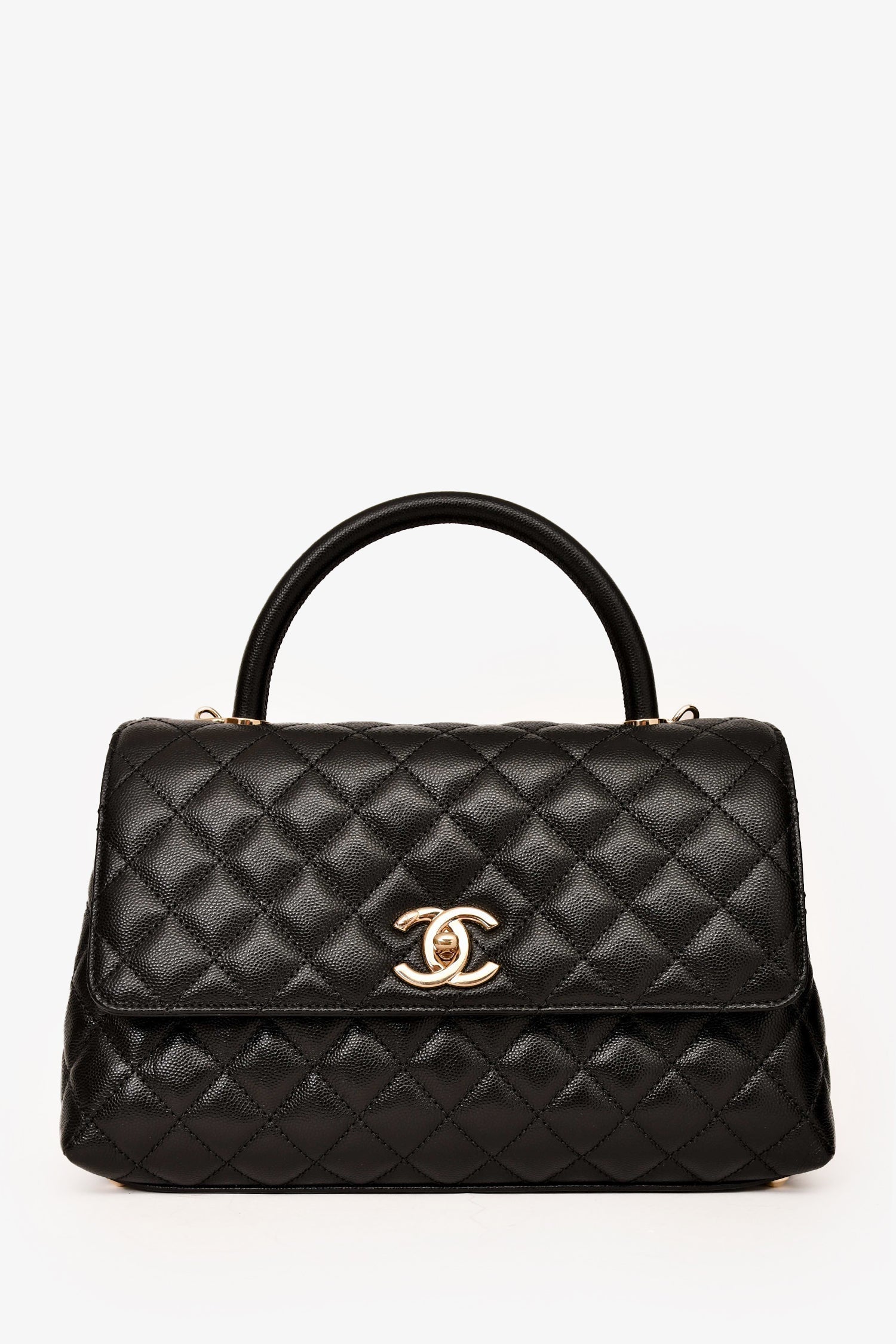 Chanel™ Black Caviar Leather Small Coco Handle with Strap